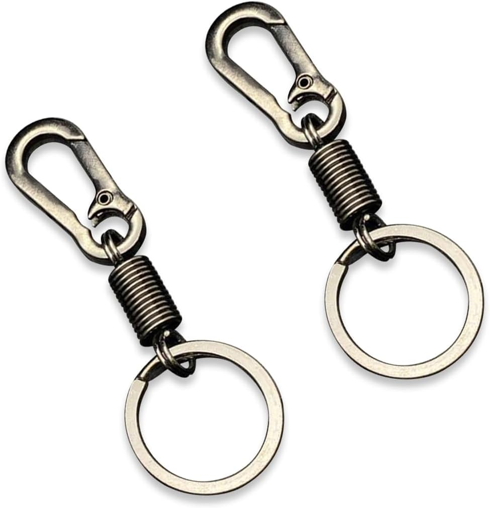 2PCS Retro Style Simple Strong Carabiner Keychain, Metal Car Key Ring with Clip Spring Fixed, Universal Auto Fob Key Keychain Holder, Vehicle Accessories for Men and Women image number 3