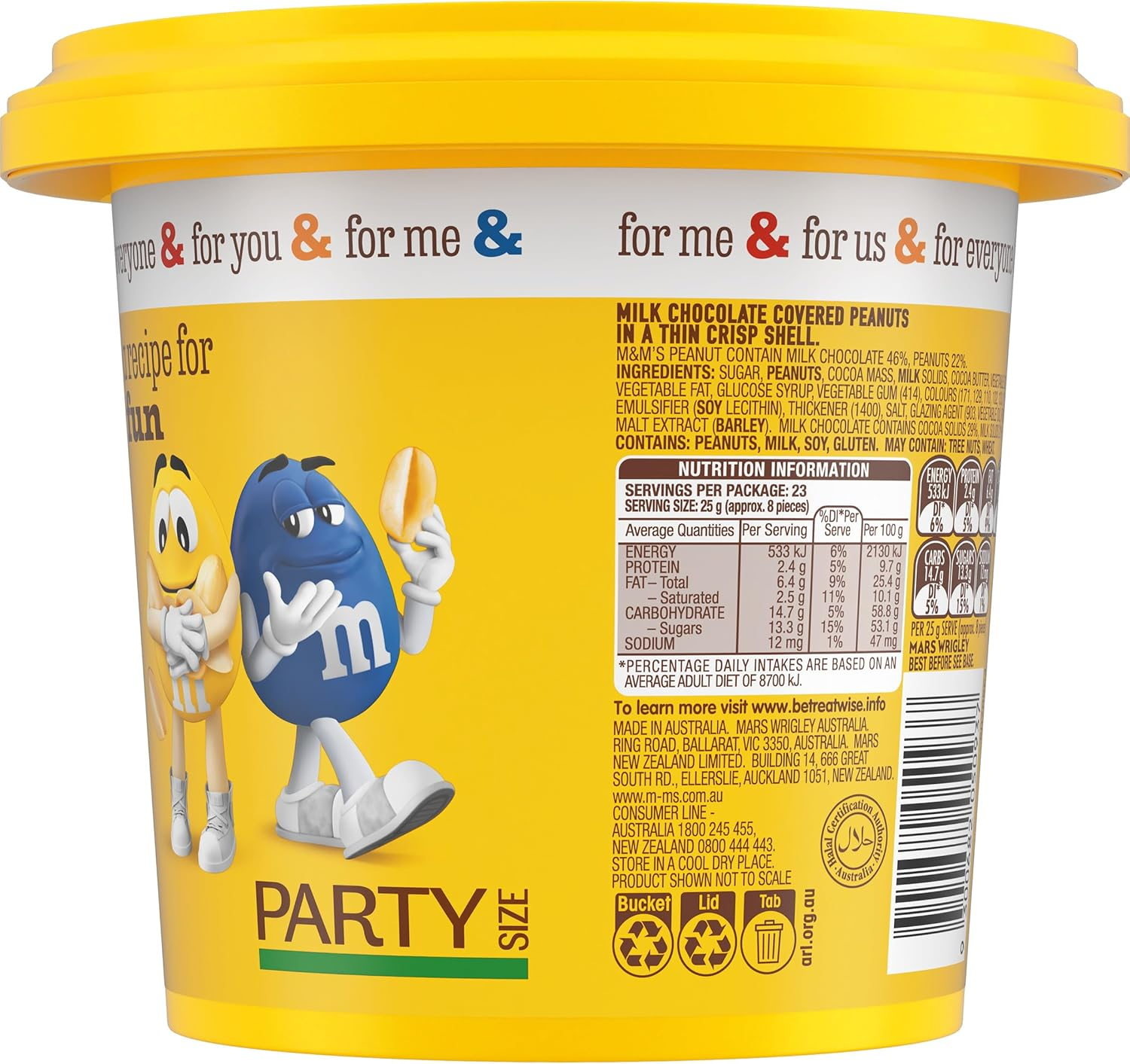 M&M'S Peanut Chocolate Party Bucket 575G image number 3
