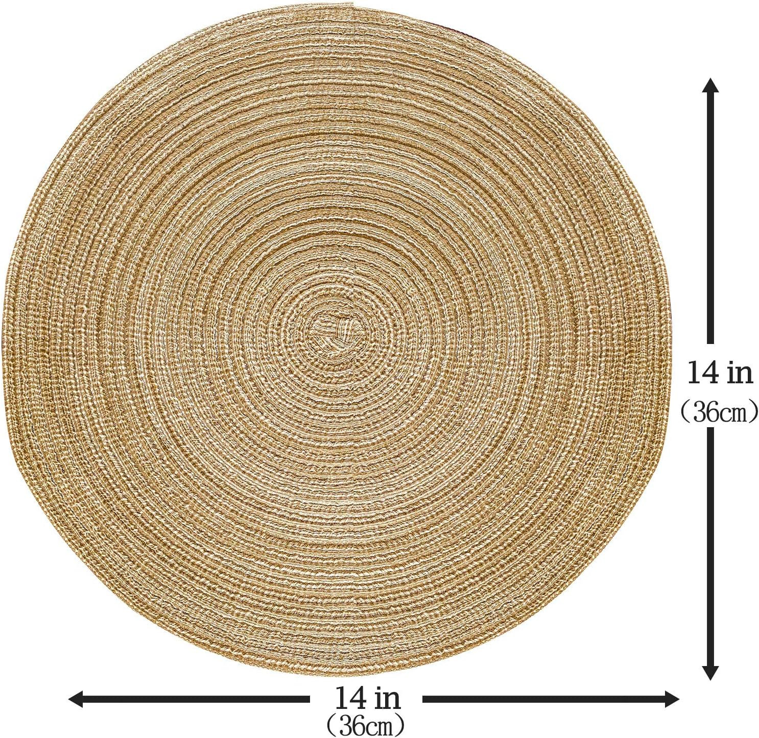 Round Placemat for Dining Table, 4-Piece High Temperature Resistant Non-Slip Kitchen Counter Mat, 14 Inches in Diameter for Barbecue, Christmas Party and Ddaily Use (4, Beige)