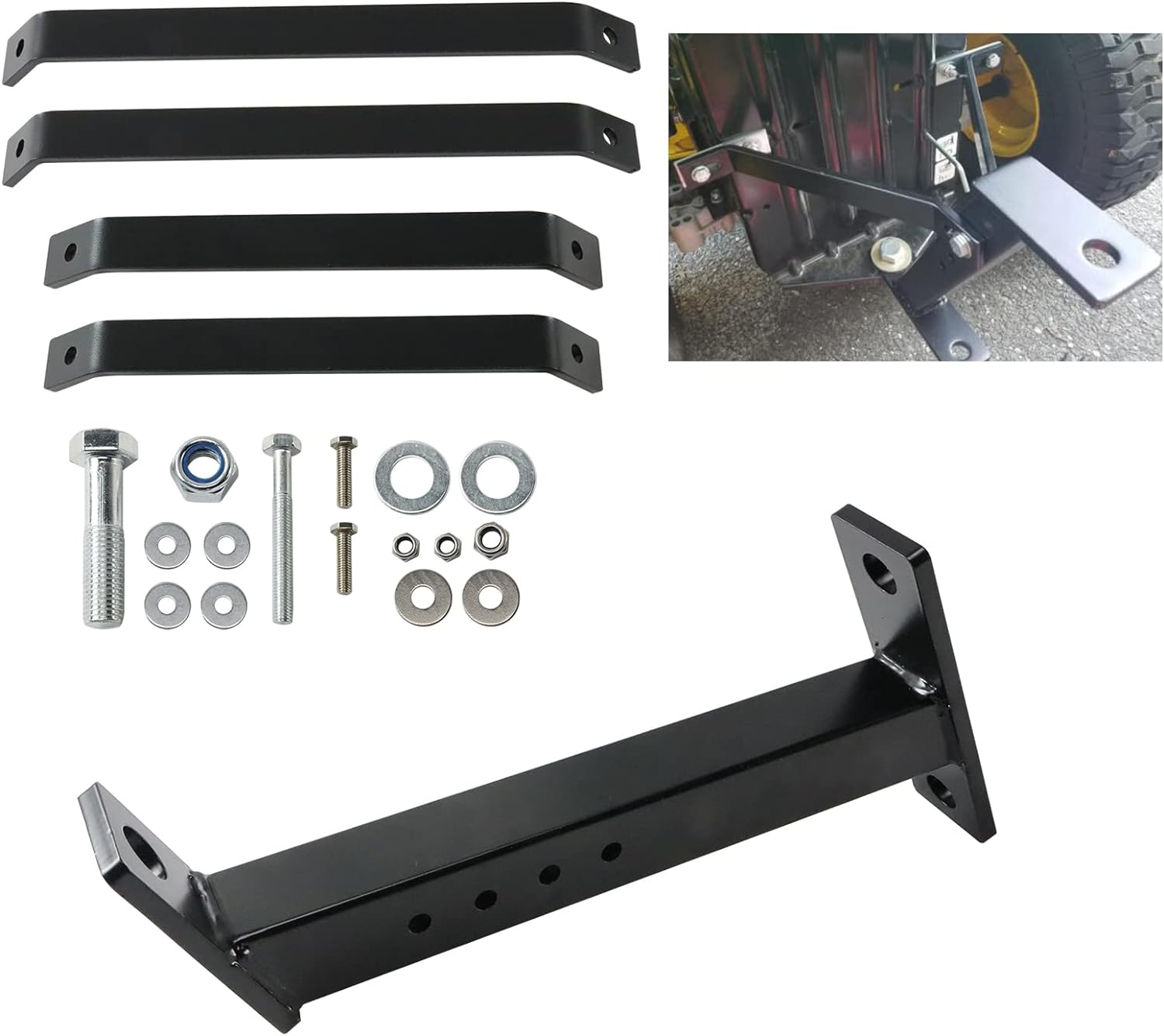 Lawn Tractor Trailer Hitch for Lawn Mower and Garden Tractor - Iron Construction, Compatible with 3/4" Shank or Smaller Trailer-Hitch Balls - Installation Instructions Included image number 3