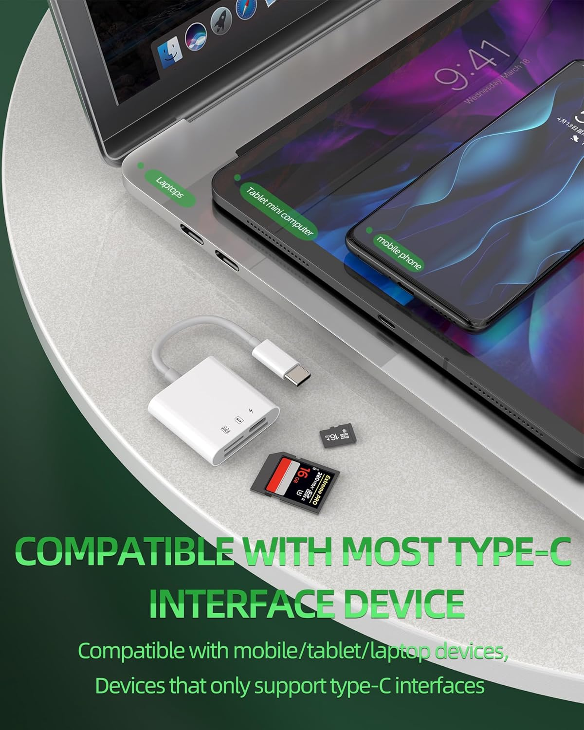 SD Card Reader for Apple for Iphone 15 Pro Max plus for Ipad Air(3In1)Usb C Charging Cable Adapter Camera Micro TF Memory Multiport Dongle Type C Thunderbolt Charger Accessories Compatible for Samsung image number 4