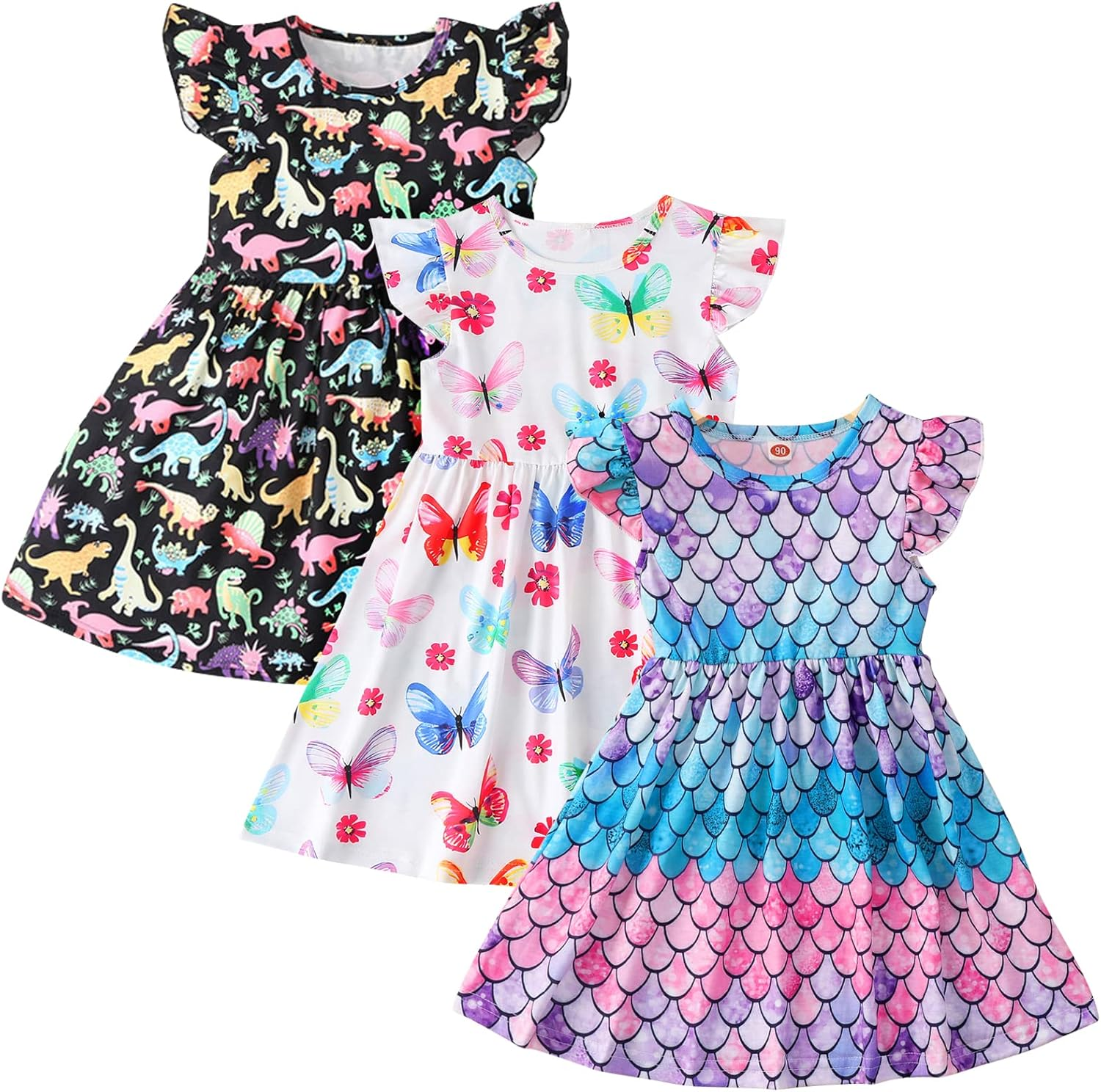 Toddler Boys' 4-Pieces Cartoon Short-Sleeve Cotton T-Shirts Dinosaur Crew Neck Tees for Kids Size 2-8 Years