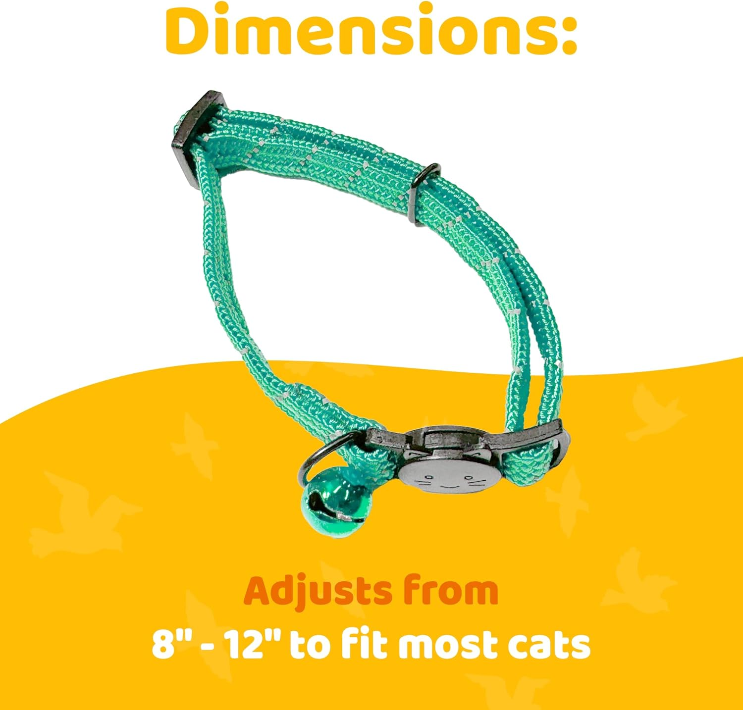 Birdsbesafe&reg; Break Away Cat Collar with Bell, Reflective Thread for Night Visibility, Comfortable Elastic Stretch Cat Collar to Protect Cat from Getting Stuck in the Garden. - Blue image number 2