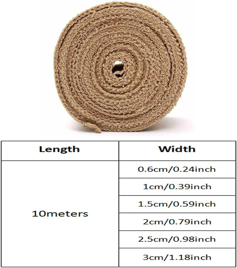 Jute Burlap Craft Ribbon, Natural Hessian Arts Band for DIY Gift Wrapping for Christmas Party Decoration(1.5Cm X 10M) image number 3