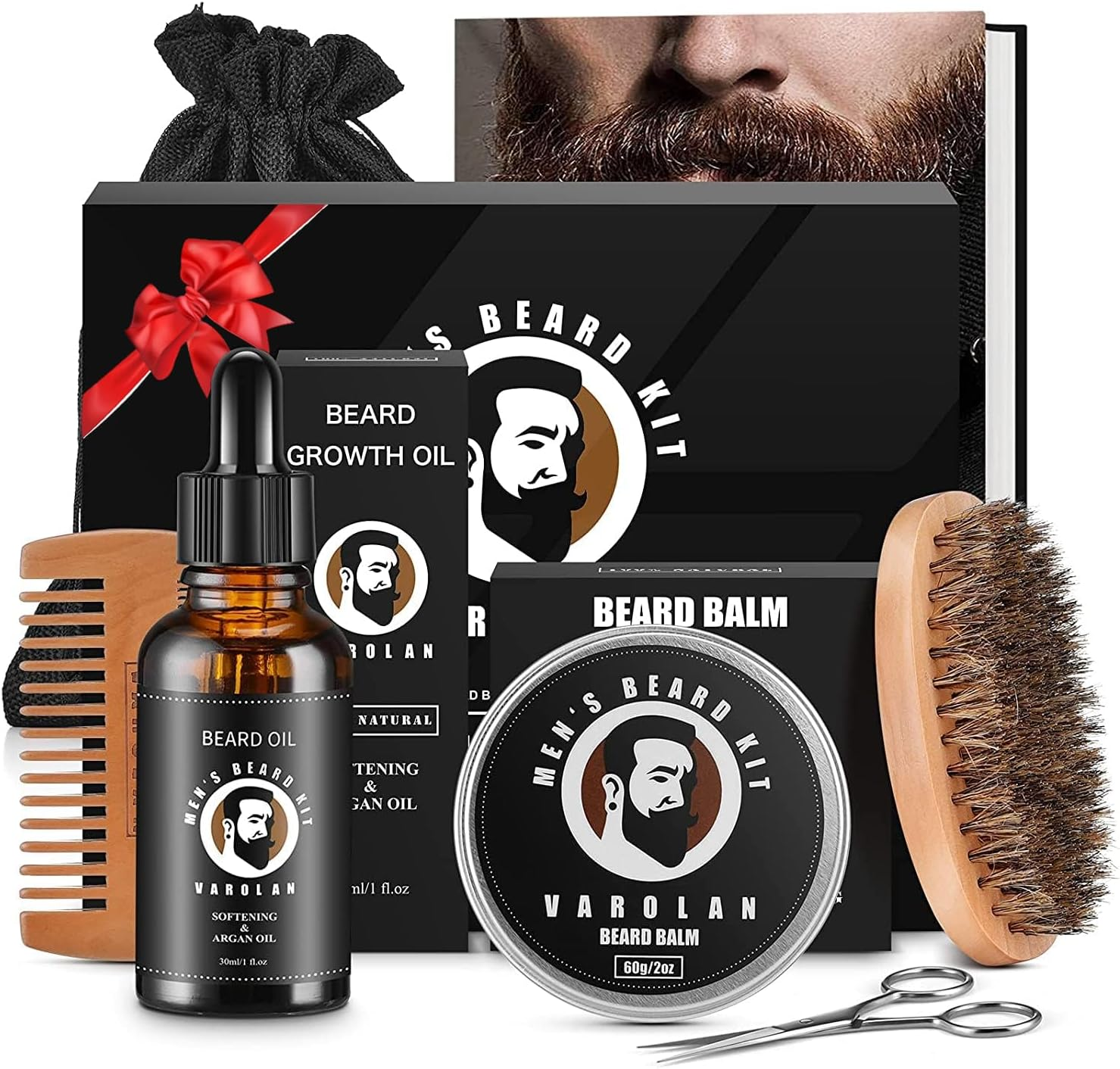 Varolan Beard Growth and Grooming Kit - Growth Oil (2Oz), Balm, Comb, E-Book, Storage Bag, Mustache Mens Gift Set for Him image number 3