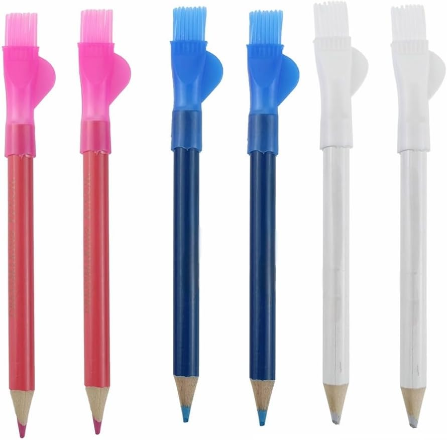 HIGHROCK 6 Pcs Tailor'S Chalk, 3 Colours Sewing Chalk Pencils Fabric Marker Chalks for Crafting, Sewing, Fabric Marking image number 2