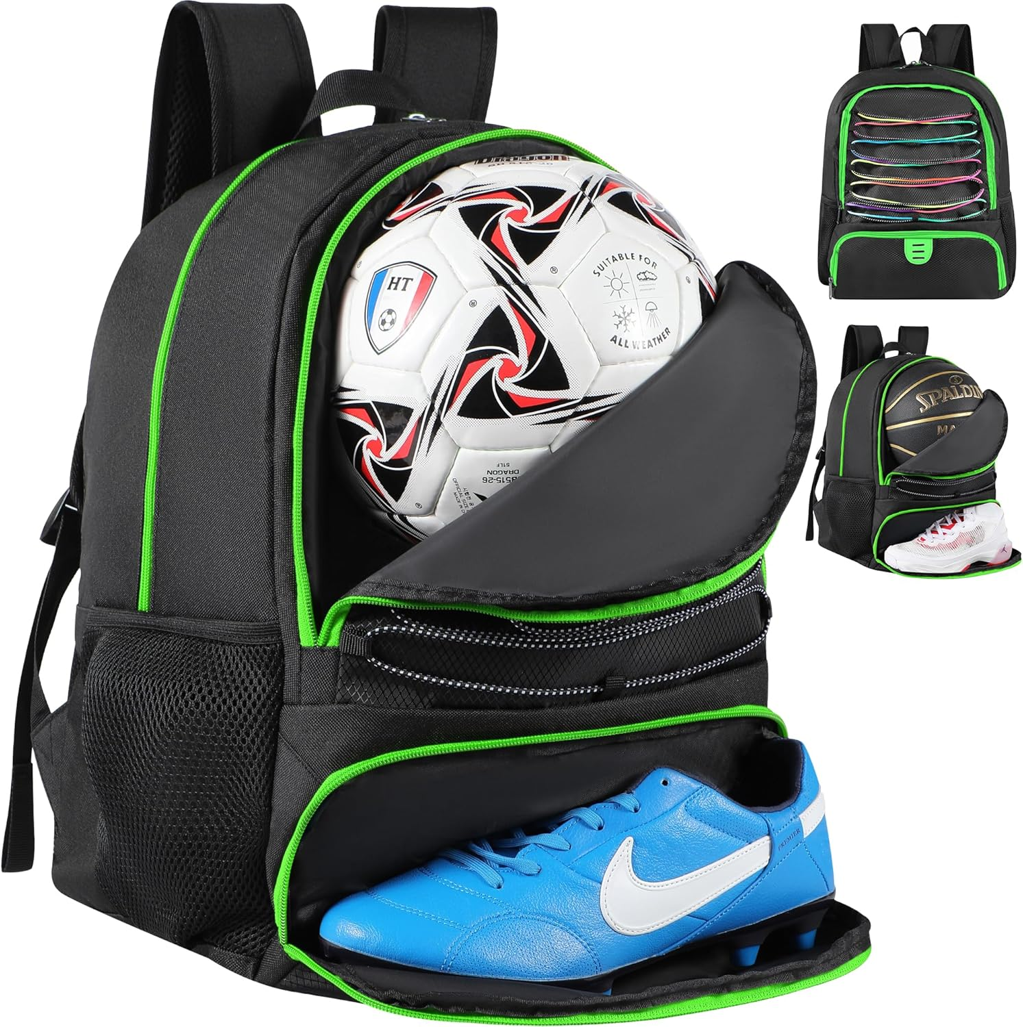 Basketball Bag Backpack for Men Women with Ball & Shoes Compartment 30L Capacity Lightweight Breathable Boys Girls Soccer Ball Bag Backpack Fit Volleyball Football Sports Travel School Gym