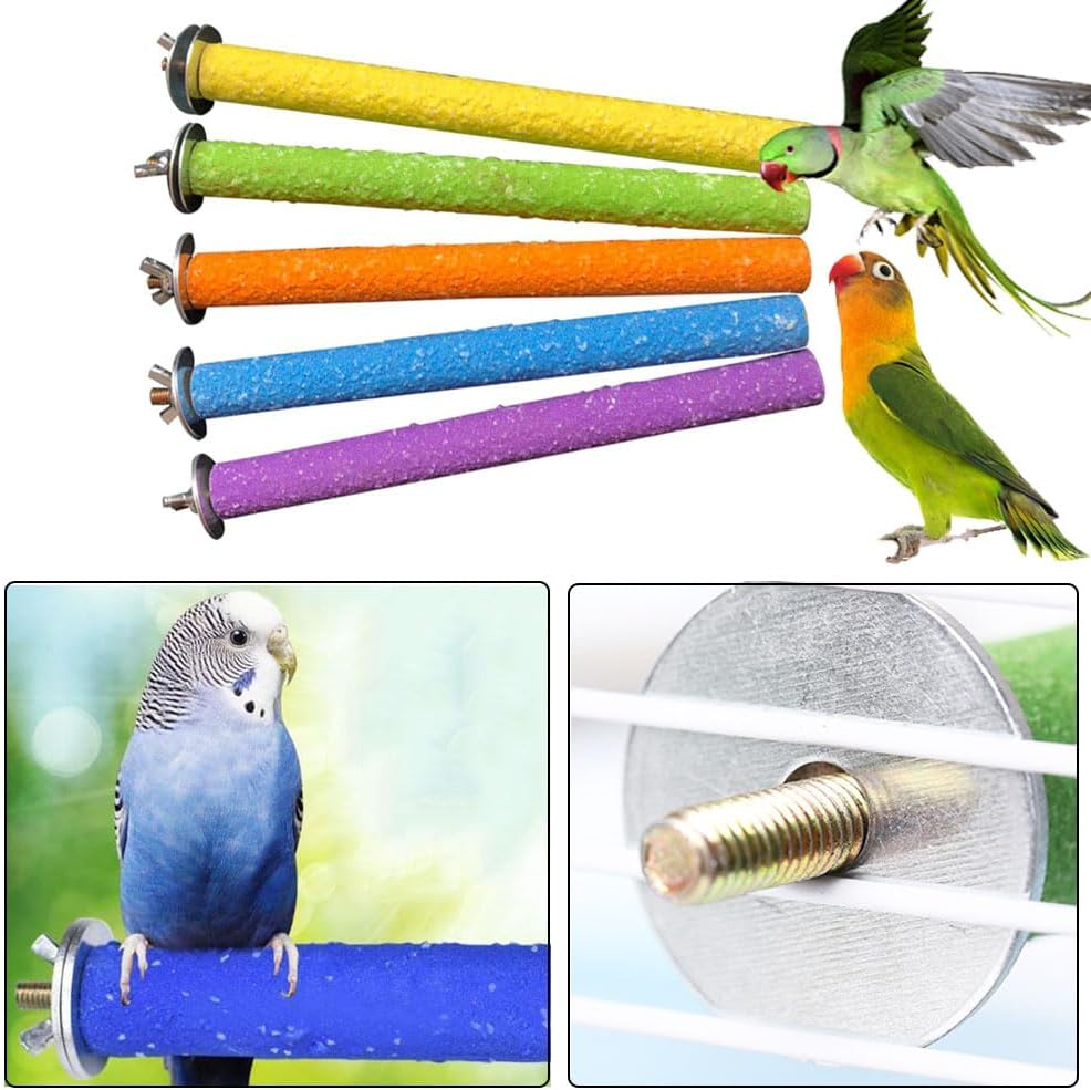 6 Pcs Parrot Stand Toy Platform Paw Grinding Stick, Bird Cage Perch Toy, 3 Kinds of Length Random Colors, Colorful Pet Bird Cage Perches Stand Platform Chew Toy for Parrot Bites(Random Colors) image number 3