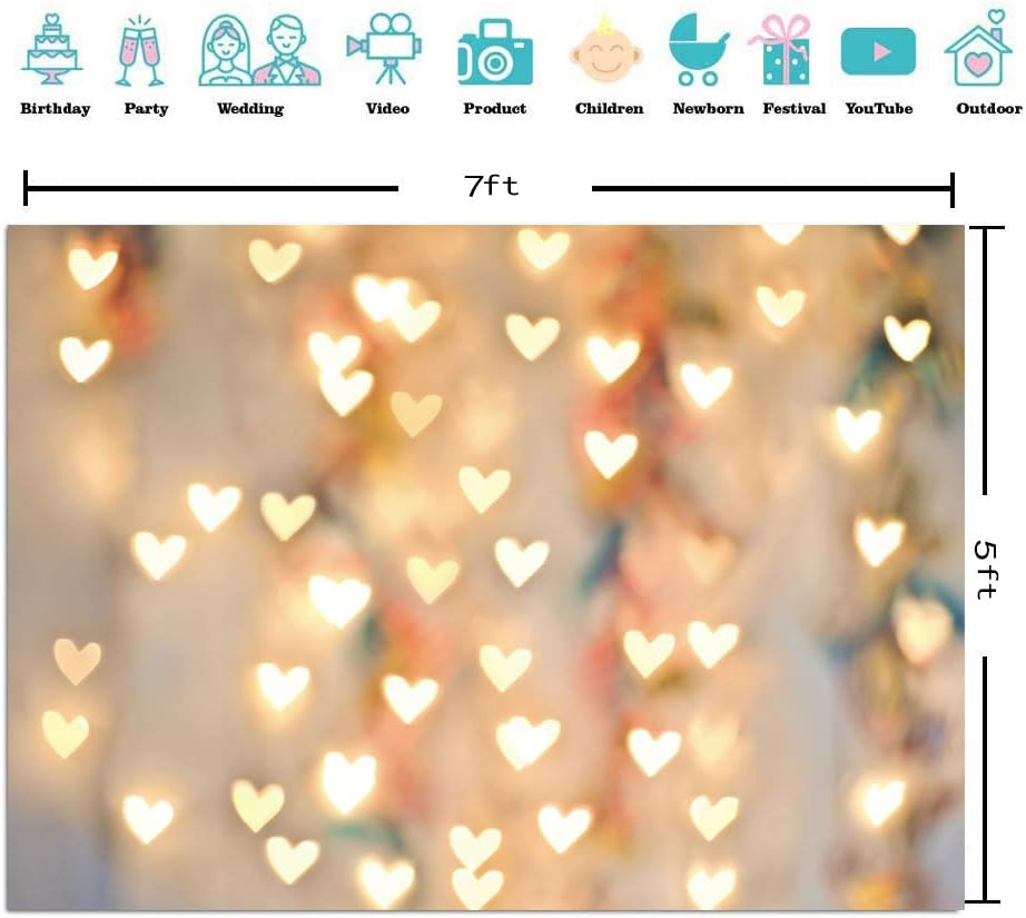 CYLYH 7X5Ft Valentine'S Day Backdrop Love Heart Bridal Shower Birthday Wedding Party Love Heart Wall Decor Banner Kid Newborn Baby Birthday Party Decor Banner D520 &hellip; image number 4
