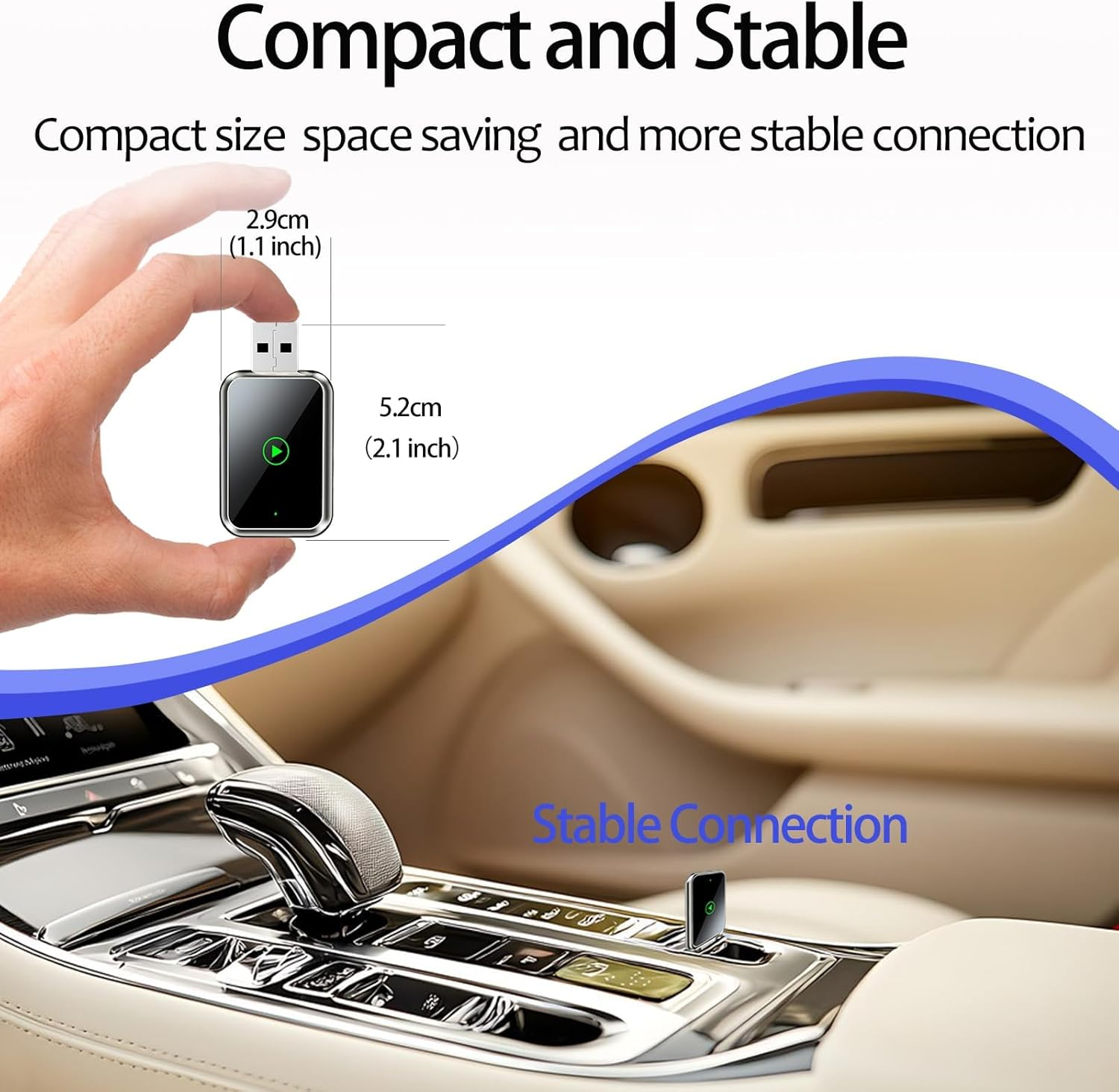 2 in 1 Wireless Carplay & Android Auto Adapter, Easily Convert Wired to Wireless Adapter,Fast and Stable Control with Mini Size, Equipped with Extension Cable USB-C Type-C image number 3