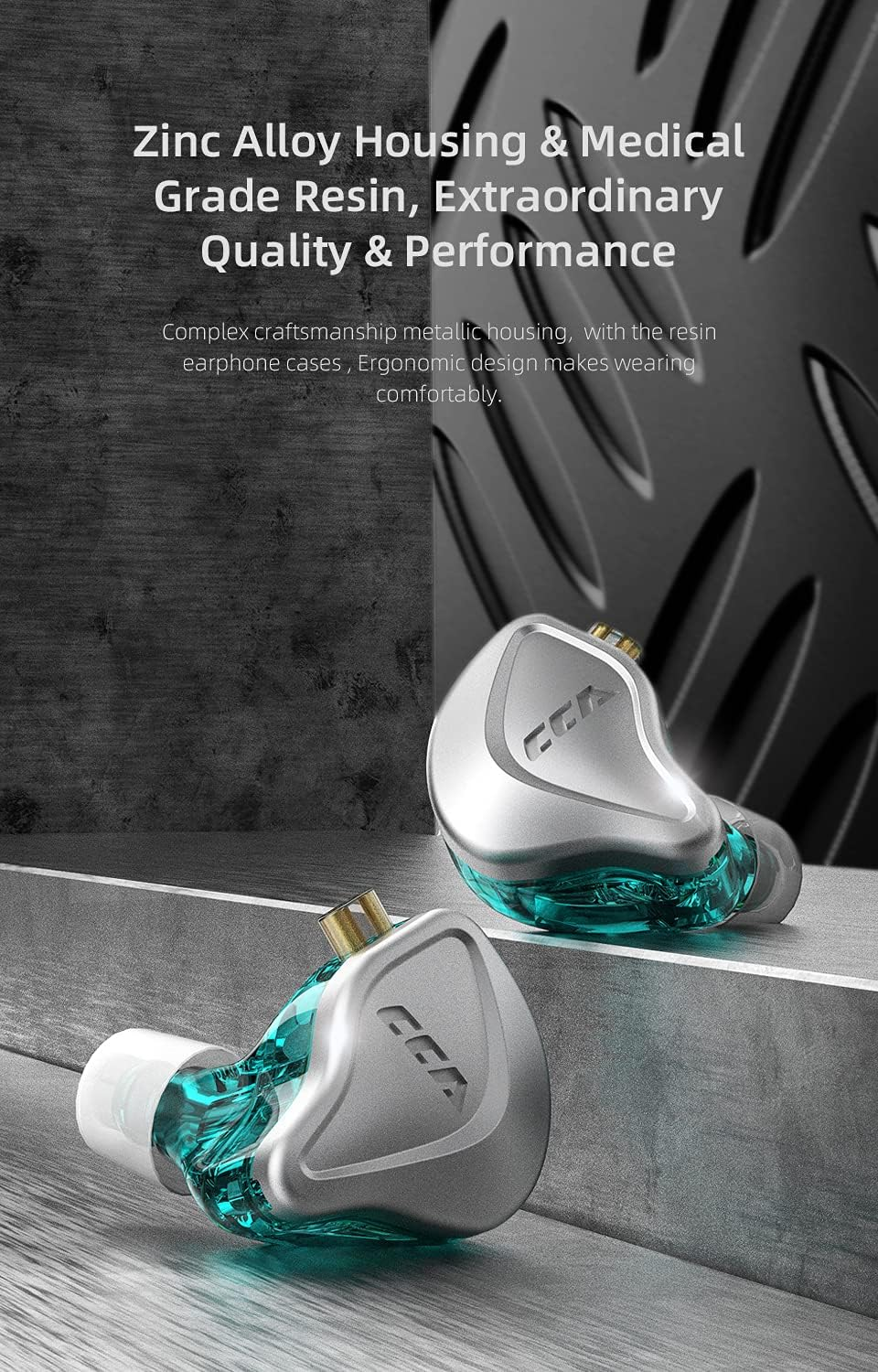 H HIFIHEAR CCA NRA Hifi Headphones, Electric Dynamic Magnetic Combination Noise Isolating Resin In-Ear Headphones, No Mic image number 5