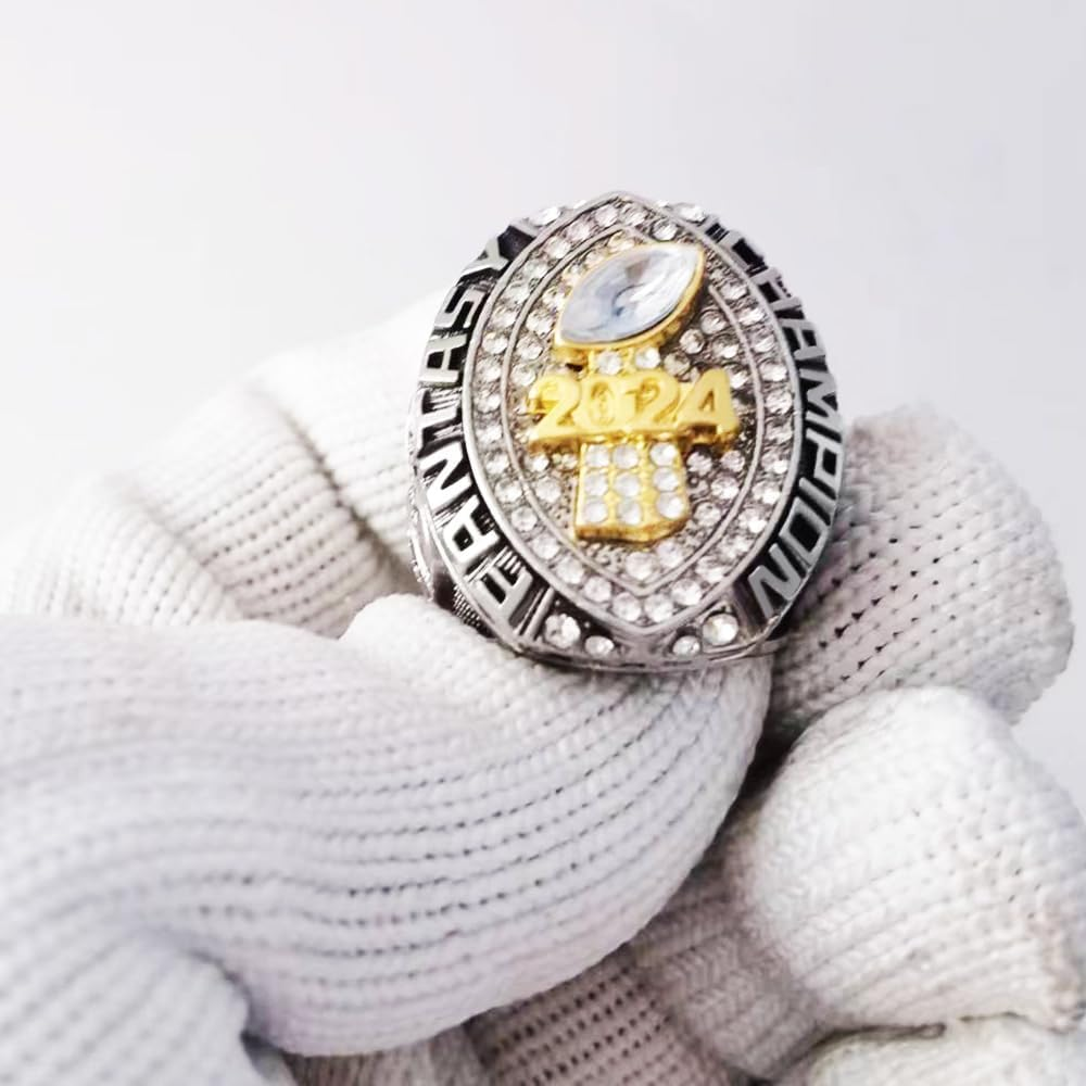 Noblehead 2024 Fantasy Football Ring | Heavy FFL Champion Ring | Gold Silver Tone Plated Award Trophy for Fantasy Football League Winner image number 6