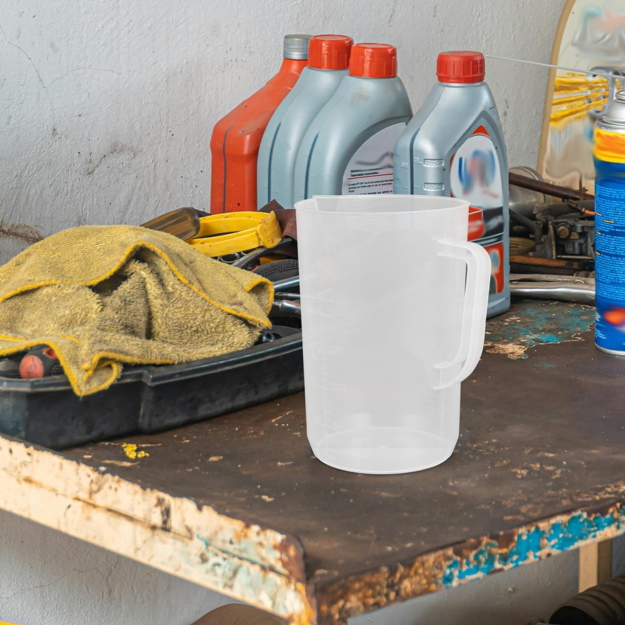 Mobestech Oil Measuring Cup Big 3 Liter Measuring Jug Chemical Small Measuring Jug Jugs Formula Dispenser Liquids Adjustable Pouring Electric Coffee 2Lt Container Engine Syrup Pool Plastic image number 2