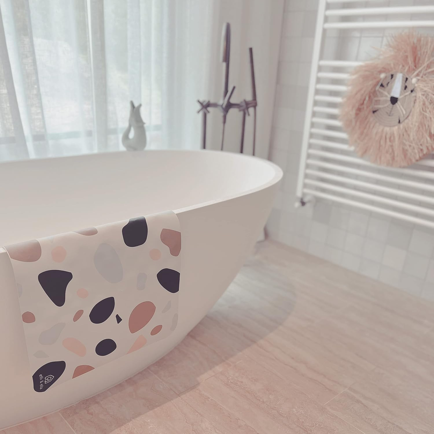 Elli & Ella Bath Mat for Kids - Non-Slip Suction Cups, Natural Rubber - Comfortable for Bath Time (Terrazzo Ivory) image number 2