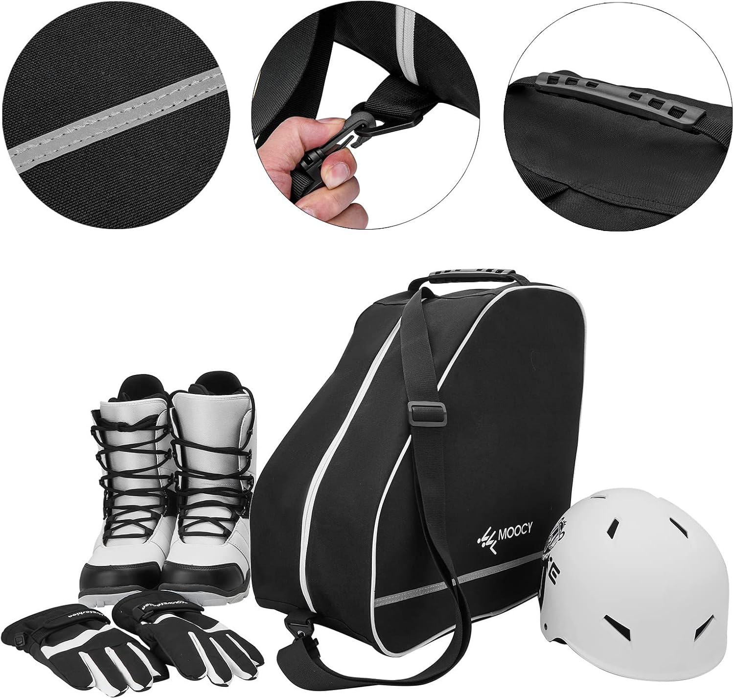 MOPHOEXII Ski Boot Bag-Waterproof Travel Boot Bag for Adult and Youth,Snowboard Boots Bag for Ski Helmets, Goggles, Gloves, Ski Apparel & Boot Storage image number 4