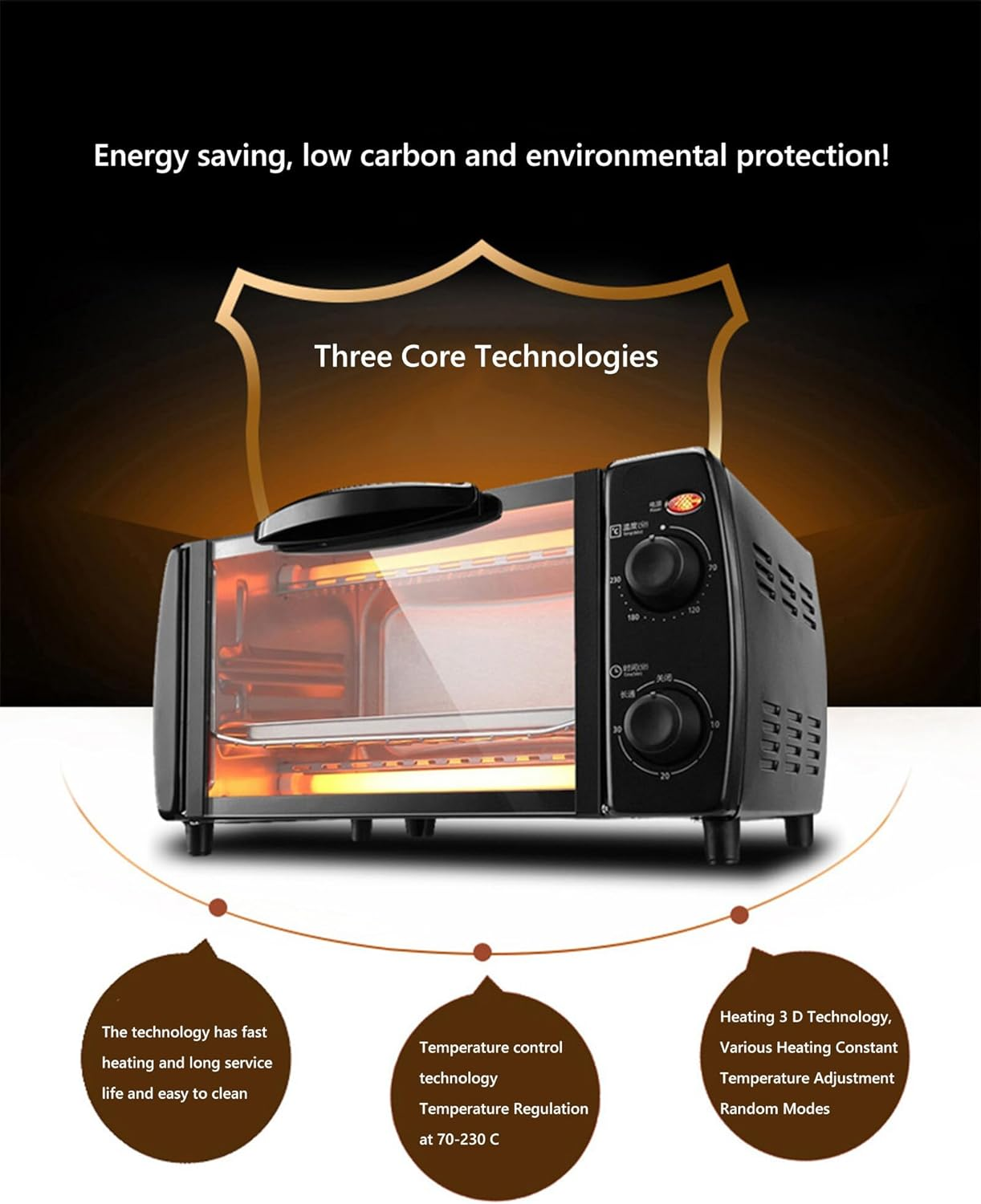 Multifunctional Kitchen Small Electric Oven Baking Cake Independent Temperature Control image number 5