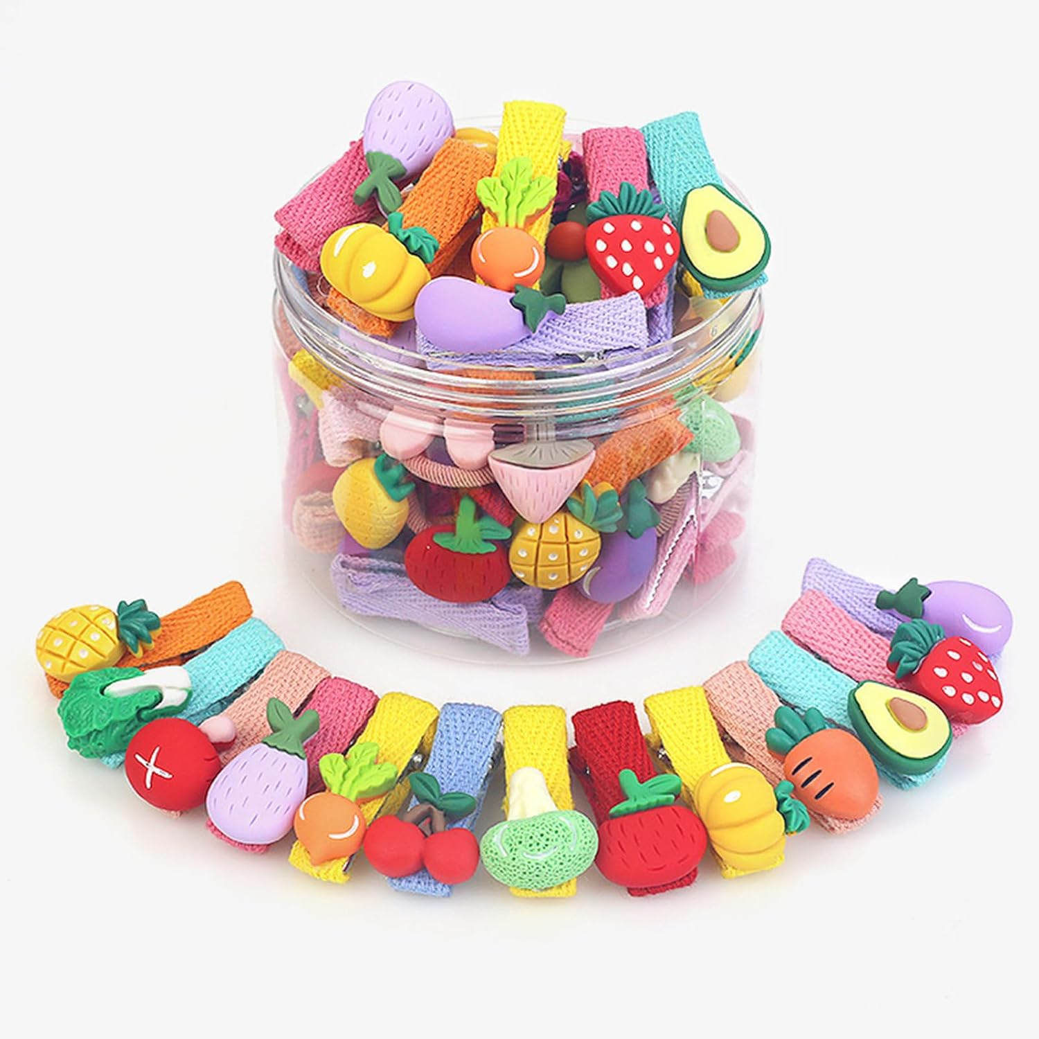 26 Pcs Girls Hair Clips Barrettes,Fruit, Rainbow Hairpin Set, Girl Cartoon Cute Hairpin Cute Hair Accessories image number 2