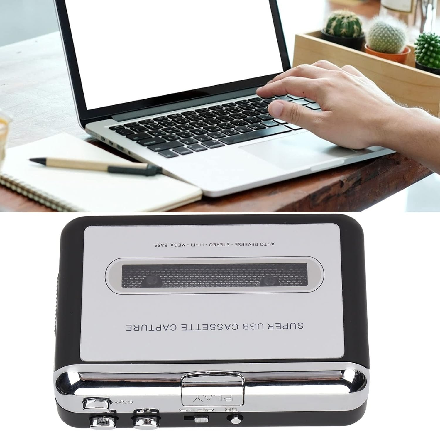 Tape to MP3 Converter with Portable Cassette Player, USB Cassette Player with Earphone for Laptop PC, Compatible with Systems image number 3