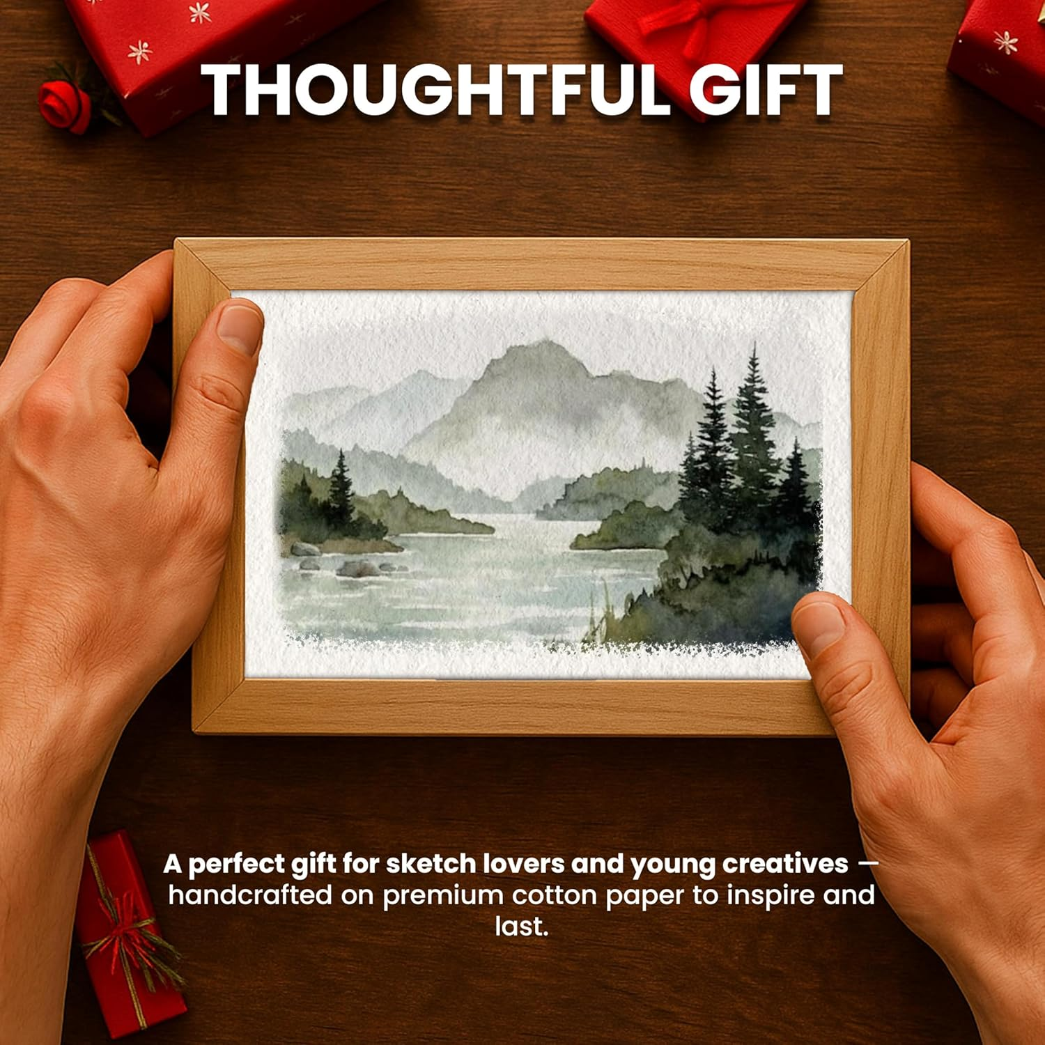 LEATHER VILLAGE Watercolor Paper Mixed Media 150 GSM Thick Deckle Edge Virgin Cotton (S, off White) image number 2