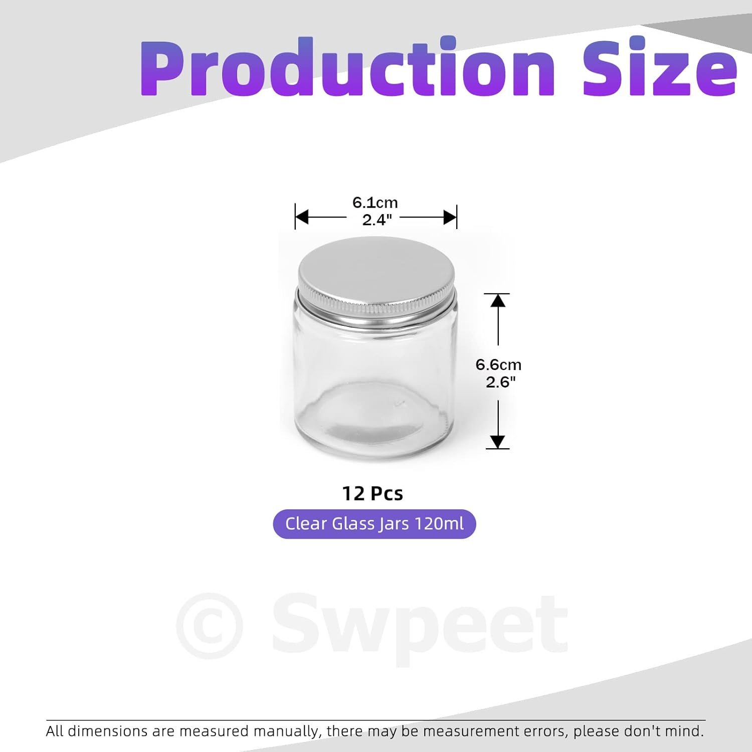 Swpeet 12 Packs 4 Oz - 120ML Transparent Glass Jar with Silver Lid Assortment Kit, round Containers Cosmetic Glass Jars with Lids Travel Jars Cosmetic Containers for Cream, Lotion image number 1