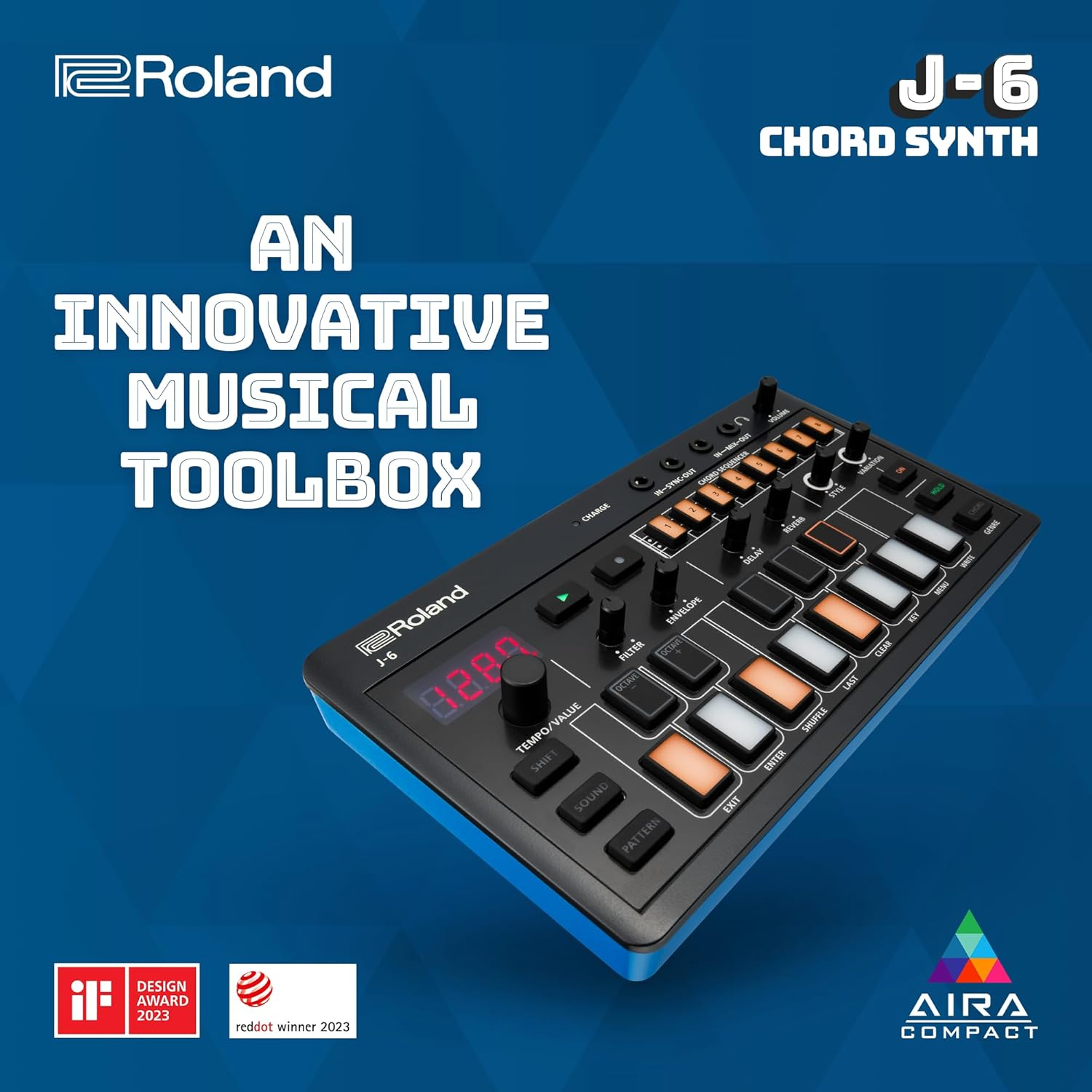 ROLAND AIRA Compact J-6 CHORD SYNTH | Portable Song Creation Machine with Professional Roland Sound and Features | JUNO-60 Synth Engine & Presets | Chord Sequencer | Effects, Black image number 2