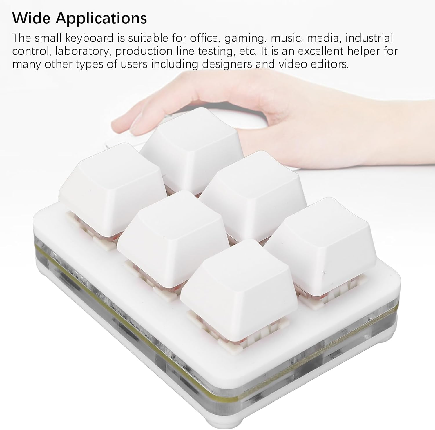 6 Key Mini Keyboard, RGB Macro Customized Programmable OSU Keypad with Red Switch, One Handed Gaming Keyboard for Game Office (White) - White image number 2