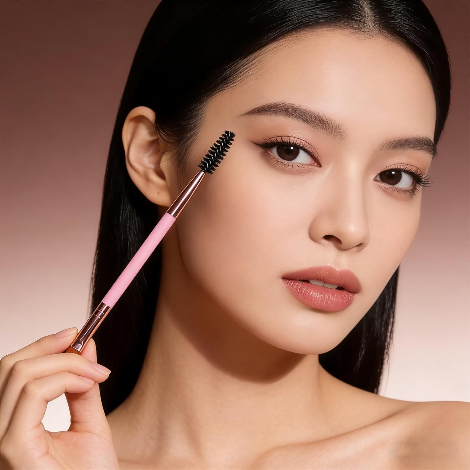 Luzcauwy Duo Eyebrow Brush, Spoolie Brush and Angled Brow Brush for Precise Brow Lines and Soft Blending, 5Pcs Pink Set to Boost Confidence in Your Daily Makeup image number 4