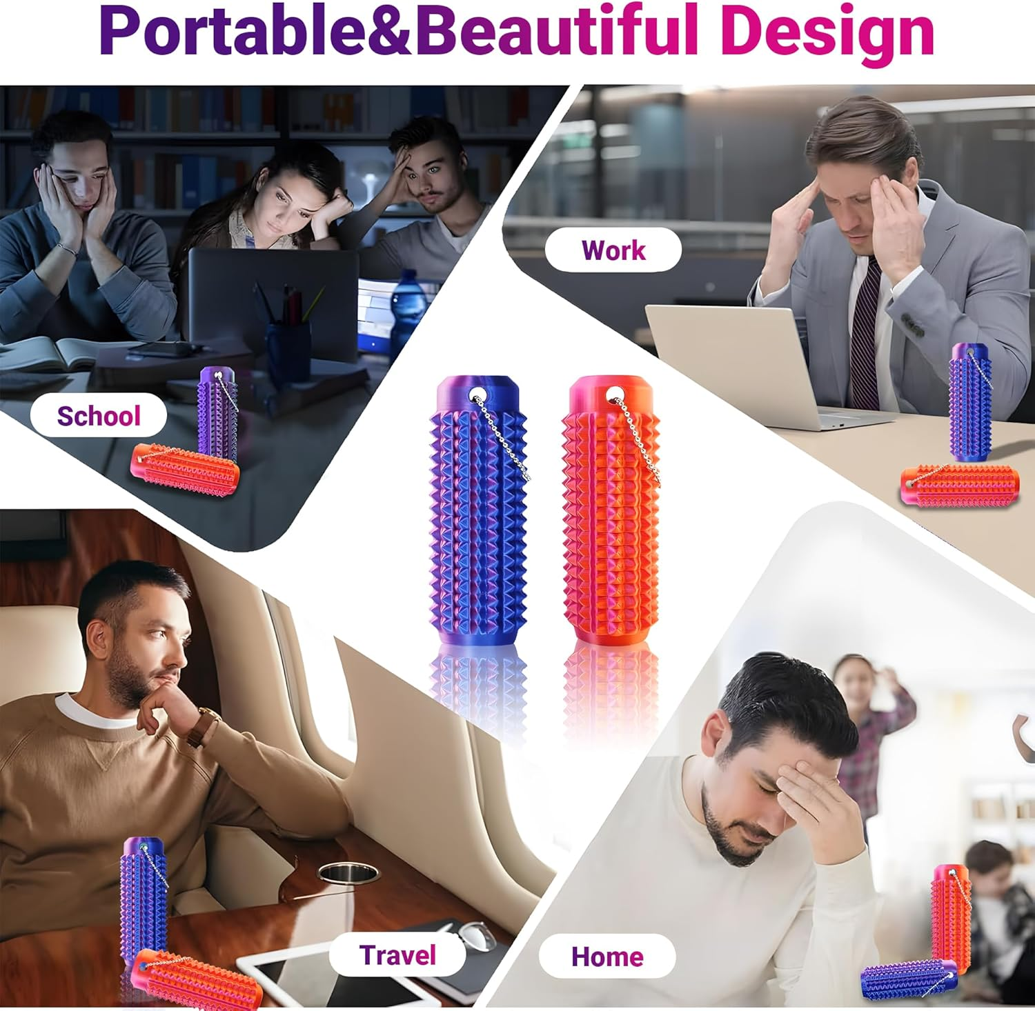 2 Little Ouchies Pain Fidget Toy, 2 Pocket Quite Fidget Toys for Adults & Teens, 3D Printed Spiky Grippie Stim Keychain, Sensory Toy for Stress Relief & Focus Gift , Hand Message, Office Workers Gift