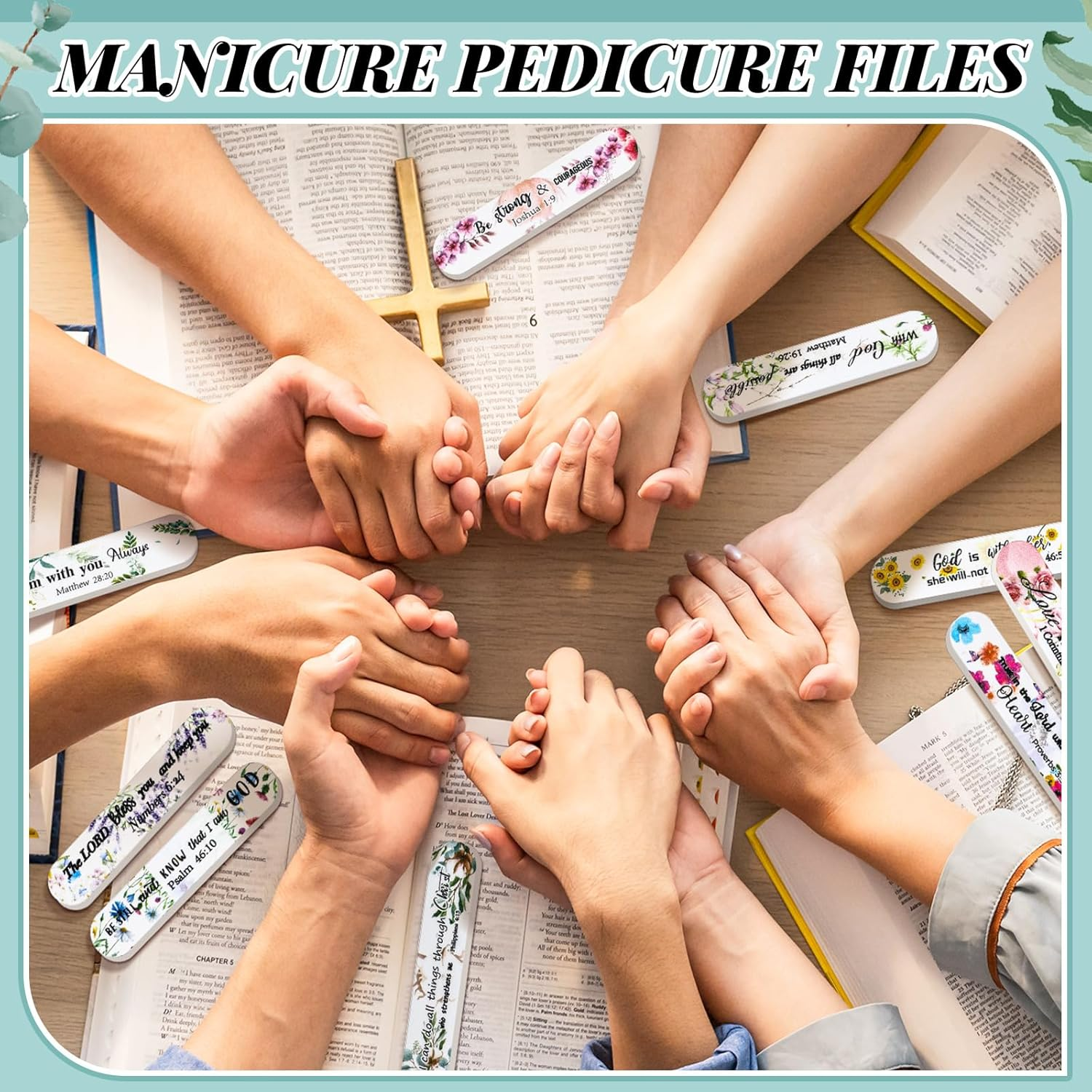 Lanties 50 Pack Christian Gifts for Women Scripture Mini Nail Files Christian Party Favors Bible Verse Emery Boards Religious Small Gifts for Teacher Mother Employee Staff Coworkers Office Supplies image number 2