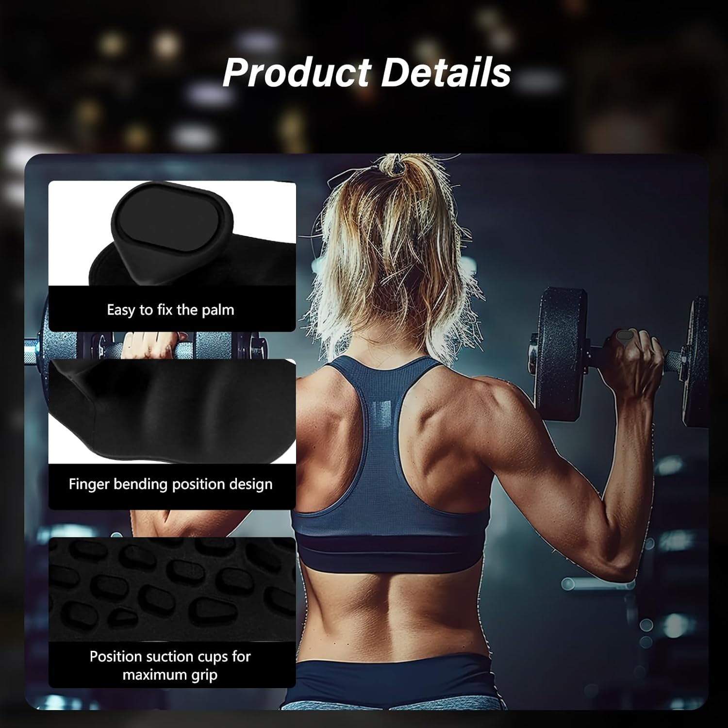 Gryp Weight Grip, Anti-Slip Grips for Weight Lifting, Rubber Rypt Grip for Men Women for Deadlifts & Bodybuilding, Workout Grips for Gym Training and Exercise,Gymgrip for Palm Protection image number 2