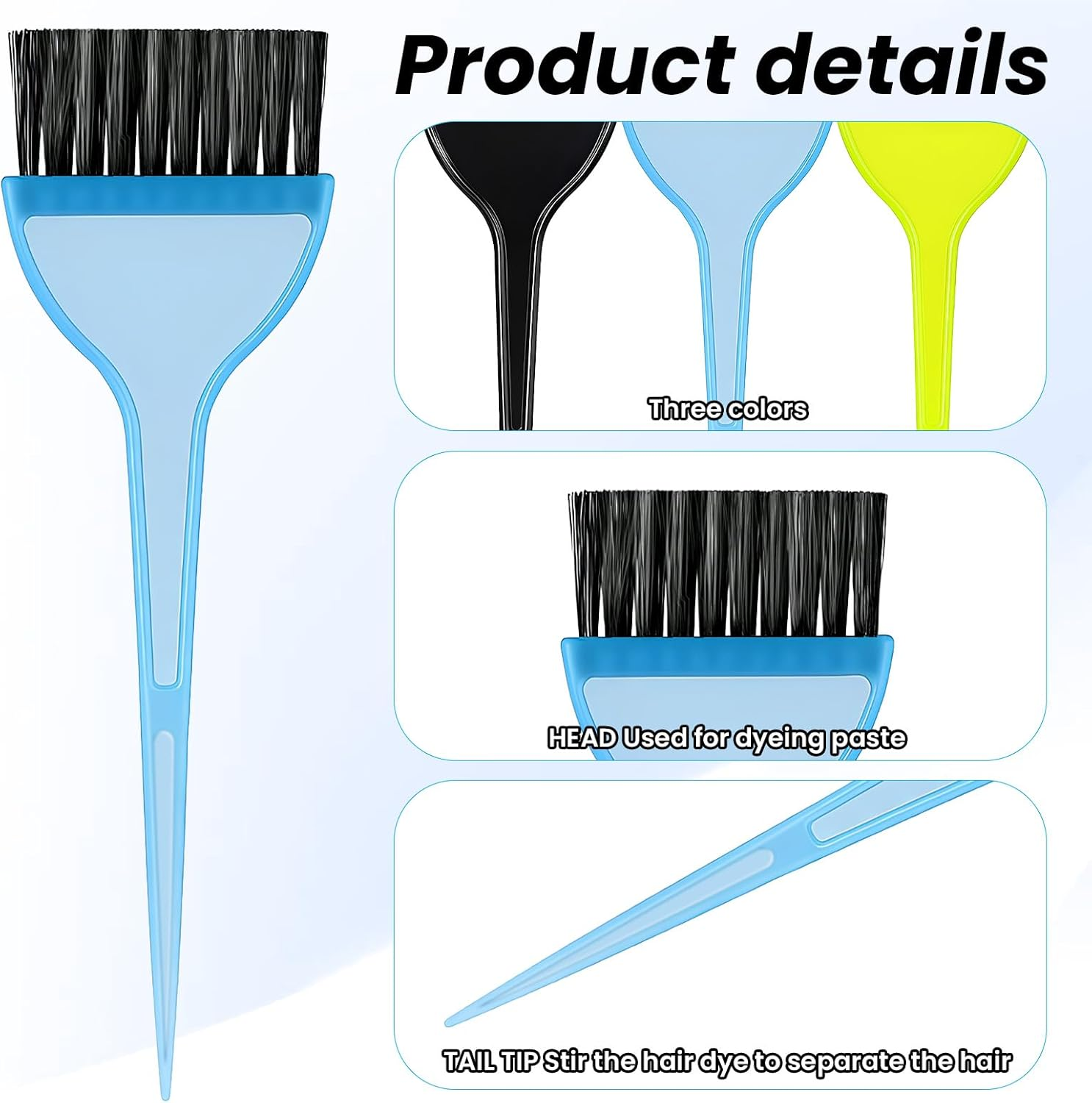 Hair Color Brush, 3 Pcs Hair Dye Brushes Professional Coloring Brush Wide Color Applicator Brushes Reusable Tinting Comb Tool Kit for Women Men Salon Use Home DIY Dyeing (3 Colors) image number 2