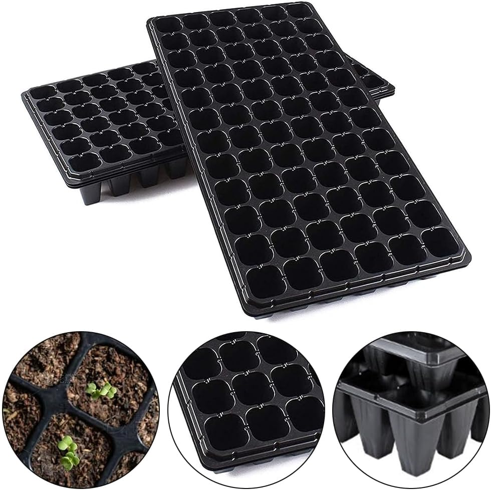 MOTRAIN 7-Pack Seedling Trays with Adjustable Humidity Domes, 21-200 Hole Seedling Pot, Seedling Trays Seed Starter Tray, Mini Propagator Greenhouse Kit for Seed Germination and Plant Growth image number 1