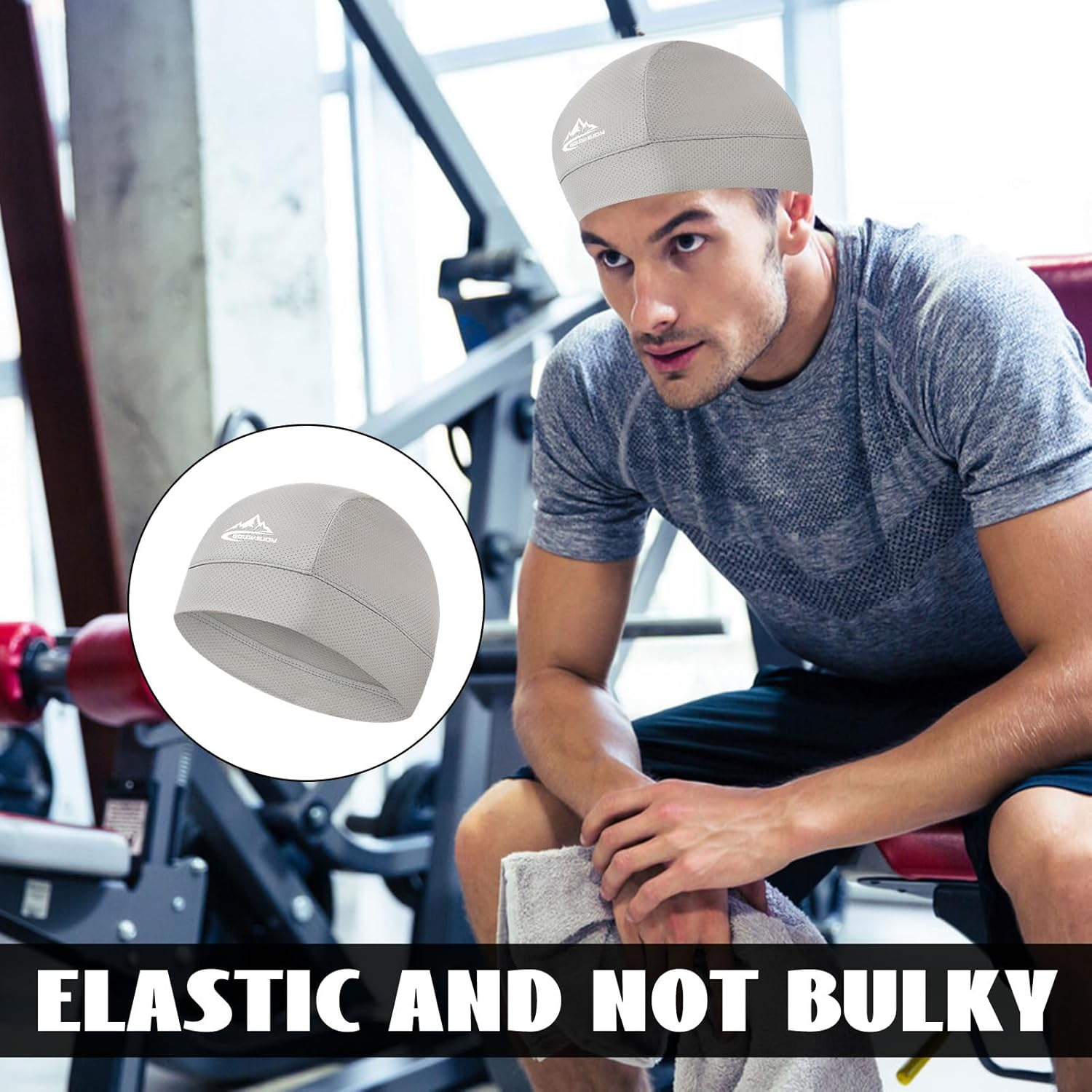 SIYINS Skull Cap Men, 2Pcs Running Cap, Beanie Men, Sweat Wicking Cycling Running Hat, Cooling Skull Cap Moisture Wicking Breathable Head Beanie, Mesh Dry-Fit Helmet Liner for Men Women