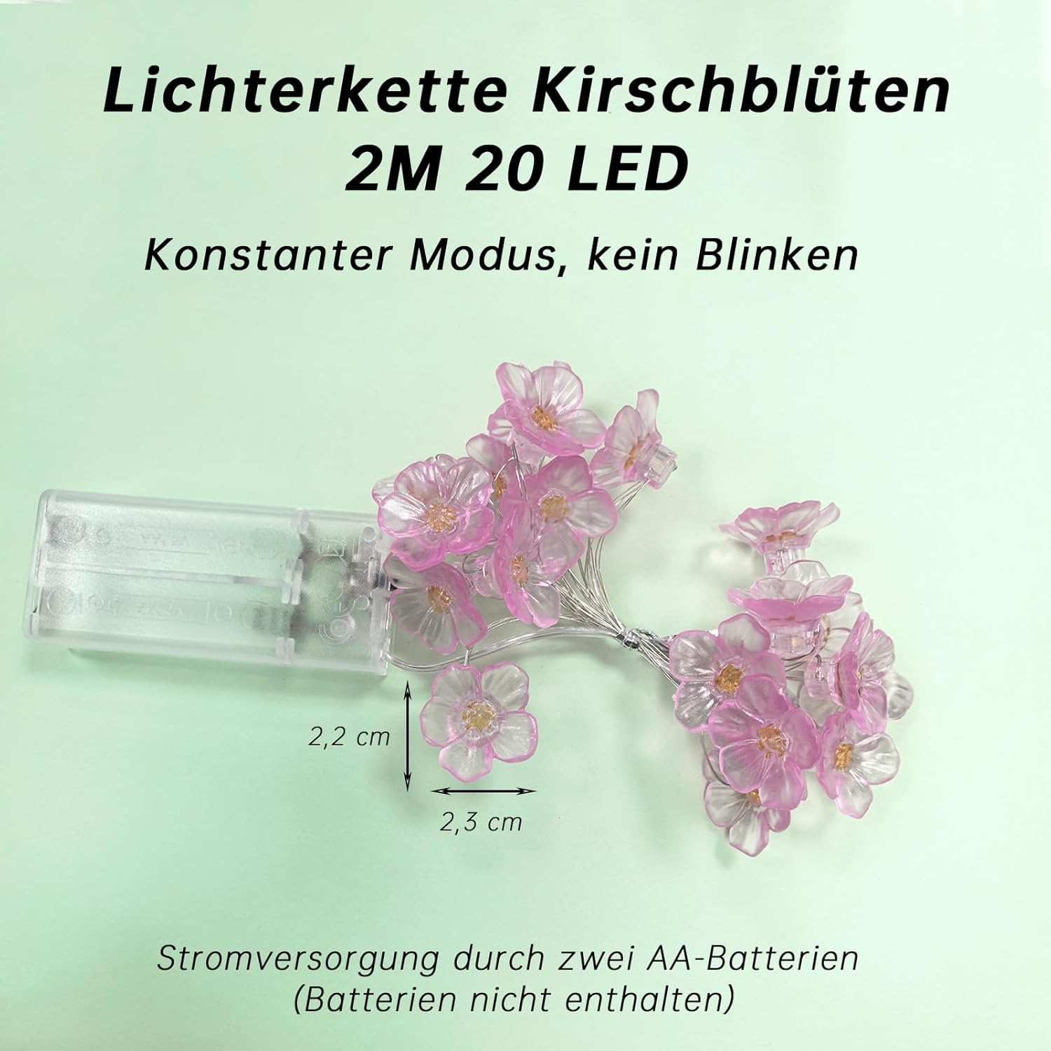 Goldrock LED Fairy Lights Cherry Blossom Decoration, 2 M 20 LED Cherry Blossom Lights, Fairy Lights Flowers Indoor Battery Pink, Kawaii Japanese Decoration, Cherry Blossom Fairy Lights for Spring image number 5