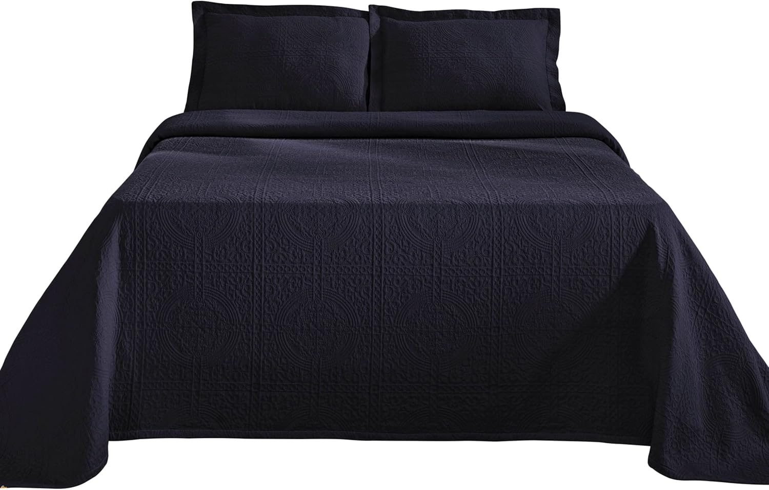 Superior Cotton Fleur De Lis Bedspread Set, Warm Blankets, All-Season Bedding, Bedroom Decor, Decorative Boho Medallion Coverlet, Includes 1 Bedspread, 1 Pillow Sham, Twin, Navy Blue image number 6