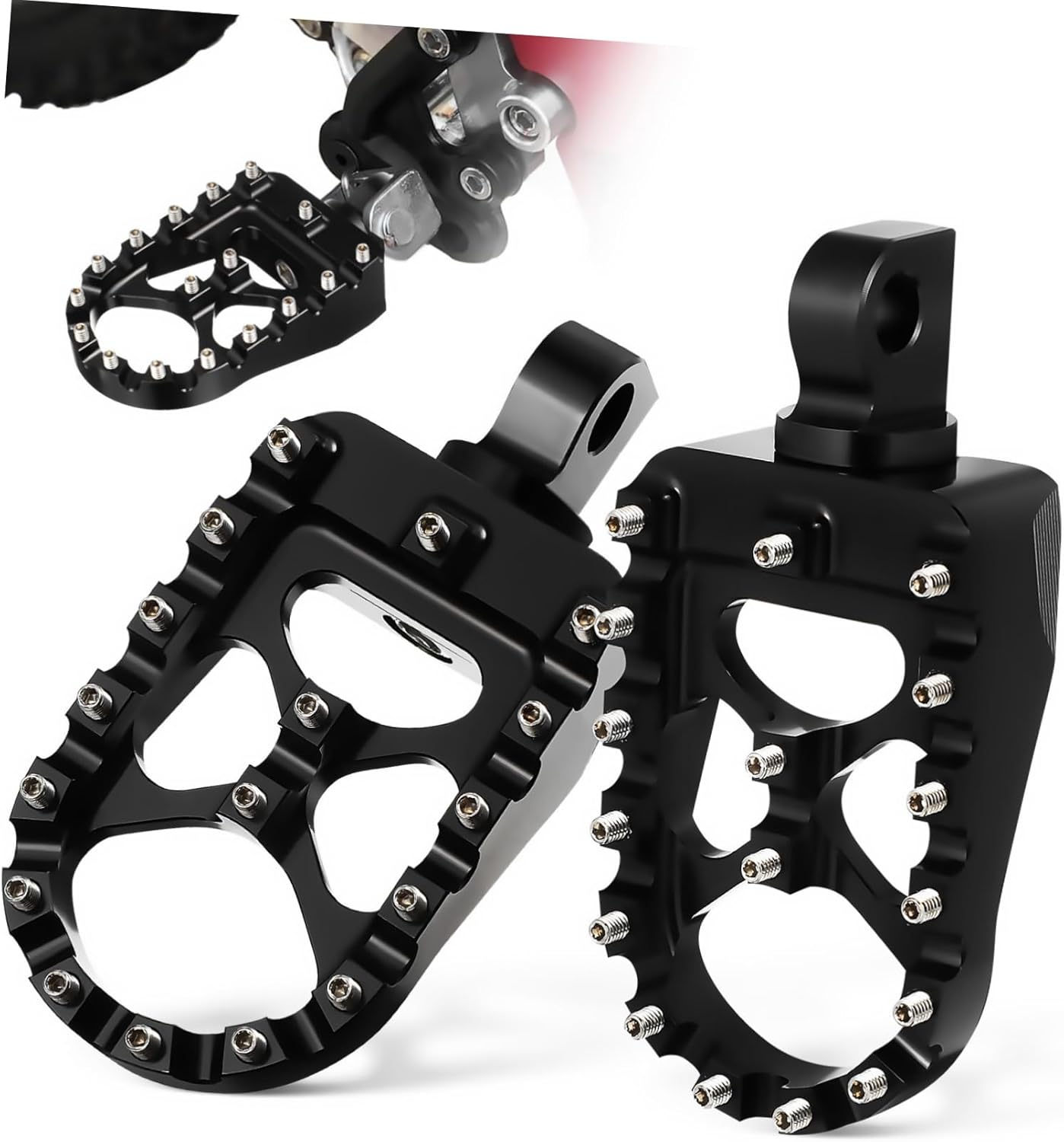 ULTECHNOVO 1Pair Motorcycle Foot Pegs Aluminium Alloy High Strength Dirt Bike Footrests with Enhanced Grip Stability for Comfortable Riding Easy Installation Wide Compatibility