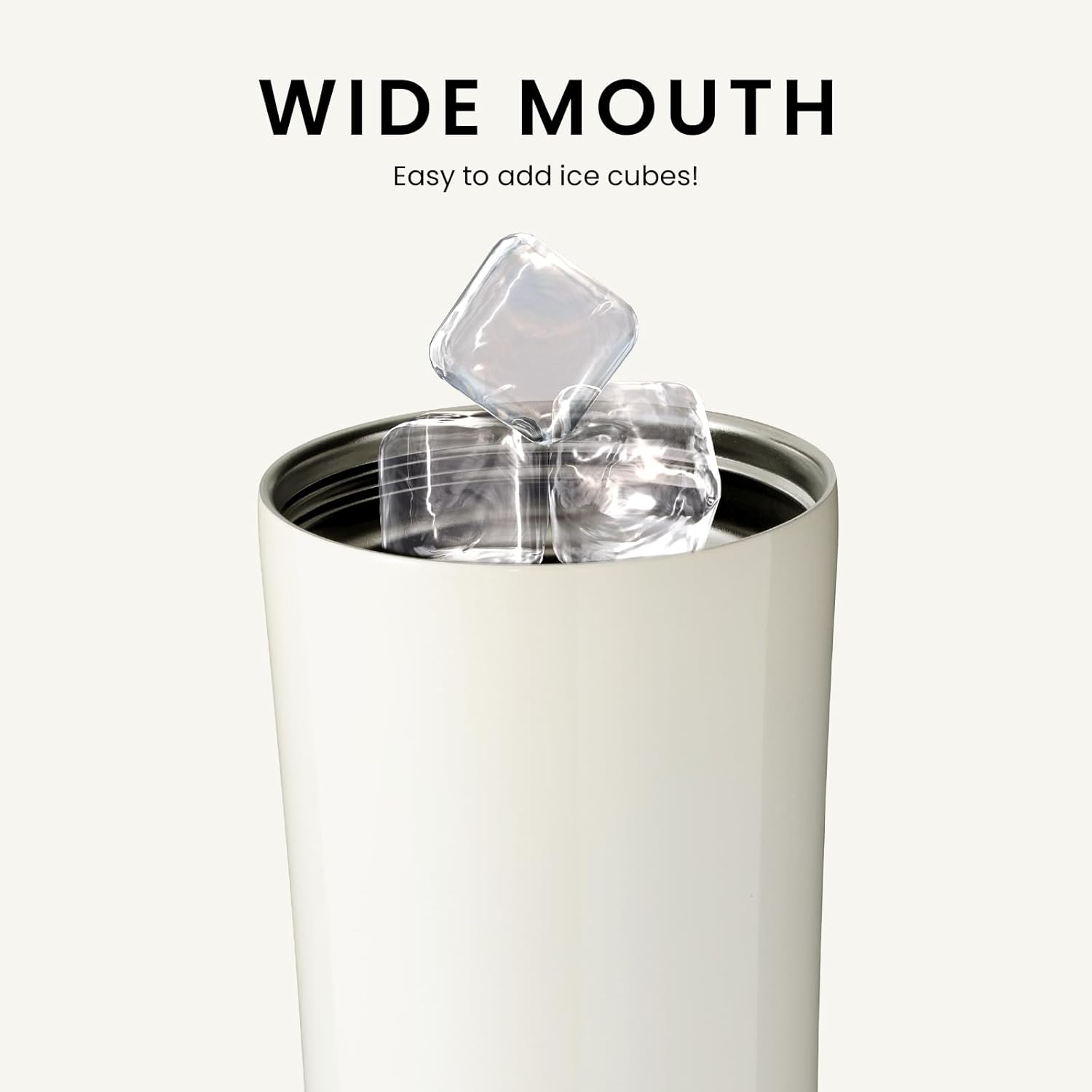 Bottle Bottle Insulated Water Bottle Coffee Tumblers with Dual-Use Lid and Straw Double Walled Iced Travel Coffee Mug for Woman and Man 24Oz Stainless Steel Tumbler with Handle（Ivory White） image number 3