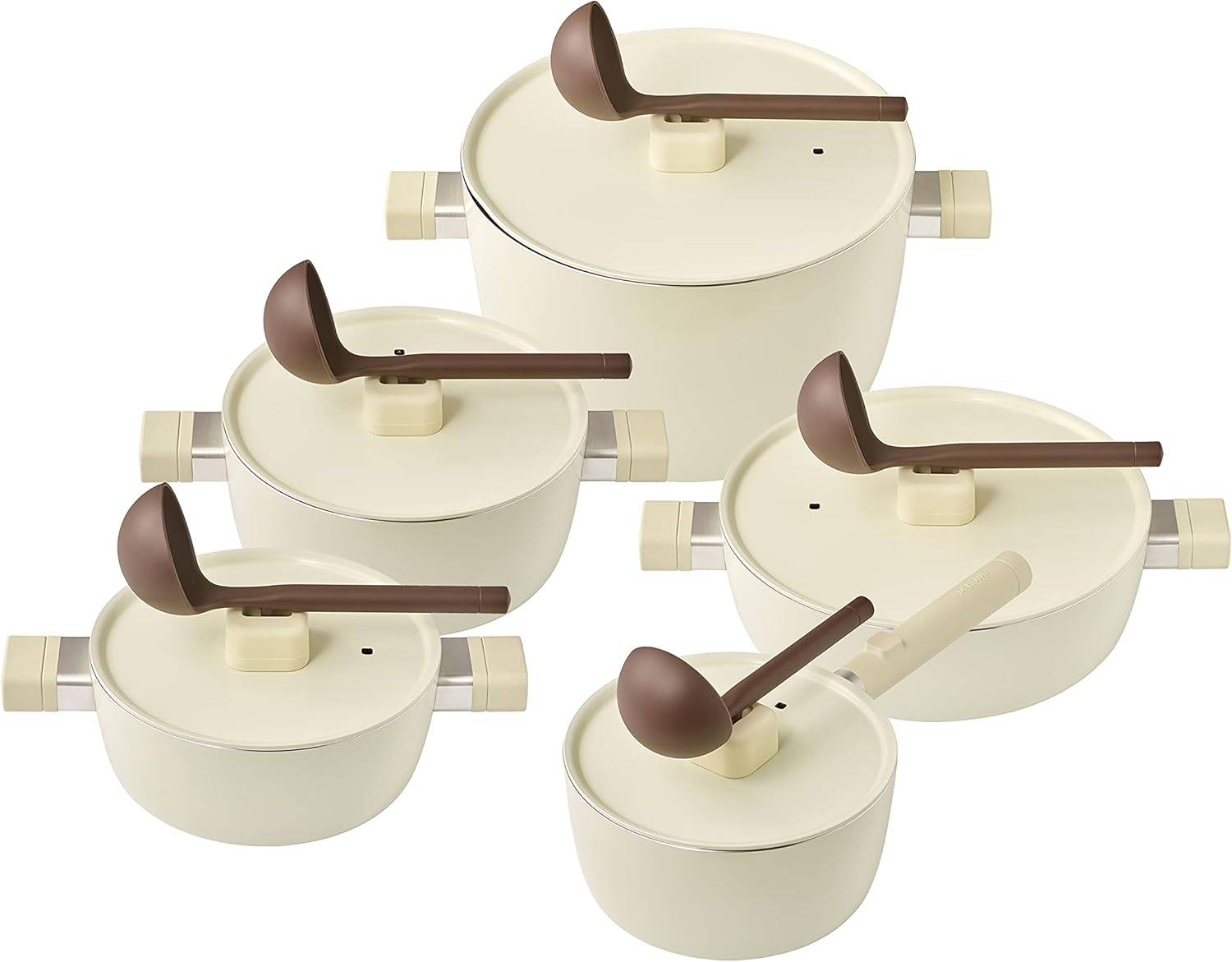 Dr. House Rumi Pot, 7.1 Inches (18 Cm), Ivory with Lid, Both Handed Pot, Induction Compatible, All Heat Sources, Ceramic, Made in Korea image number 2