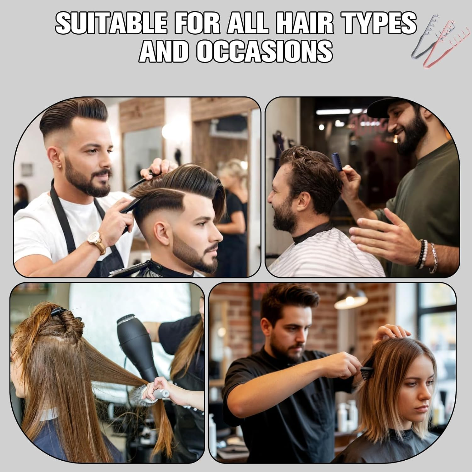 Afeamo Texture Comb, Volumizing Wide-Tooth Hair Styling Comb, Texture Combs, Volumizing Styling Tool for Cover the Bangs Seam and Fluff up Top of the Head for Women Men image number 4