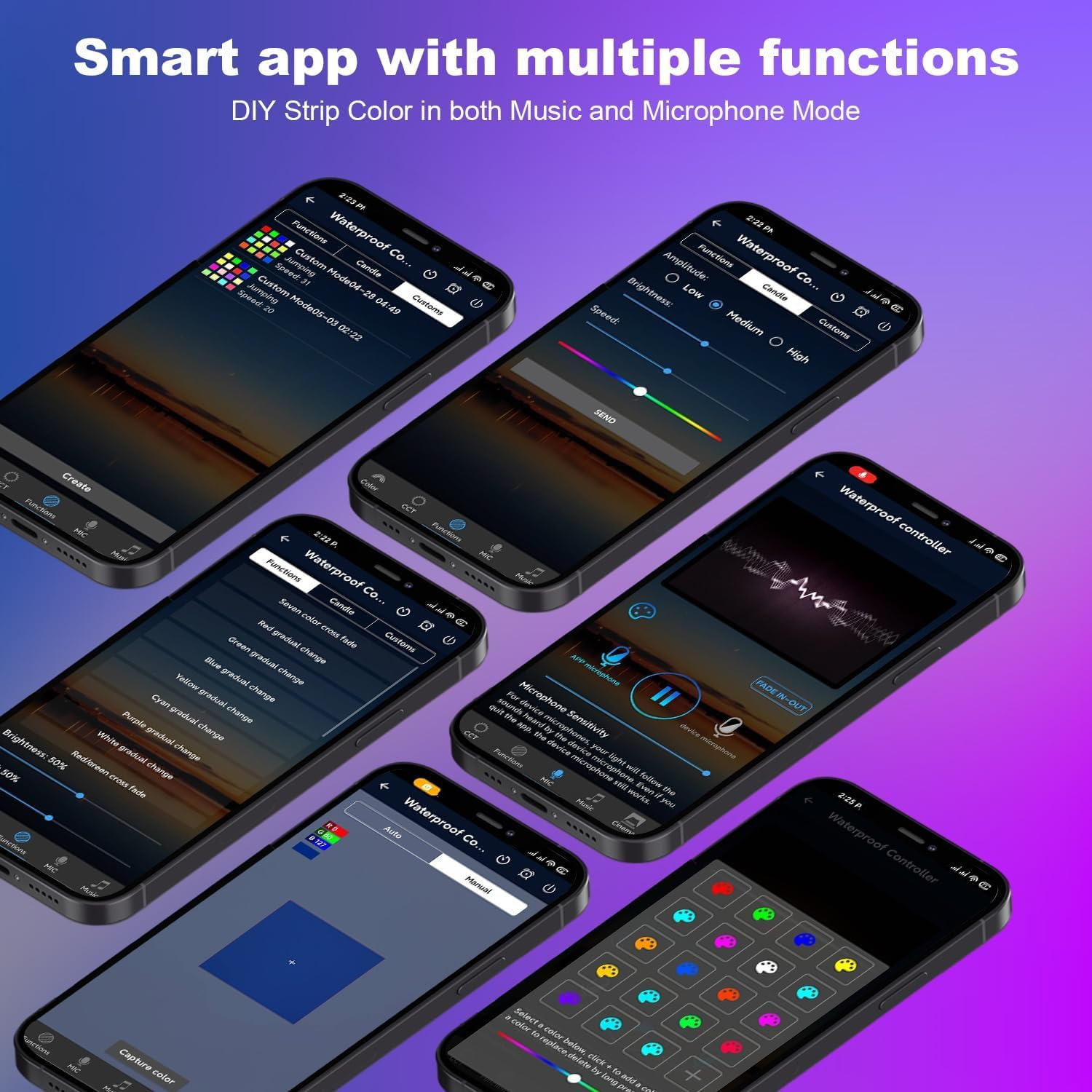 40M Outdoor LED Strip Lights IP67 Waterproof, RGB LED Strips Outdoor with RF Remote & Smart APP, 24V Waterproof Adhesive Rope Lights Multicolor Music Sync for Gazebo, Balcony, Patio, outside Decor image number 5