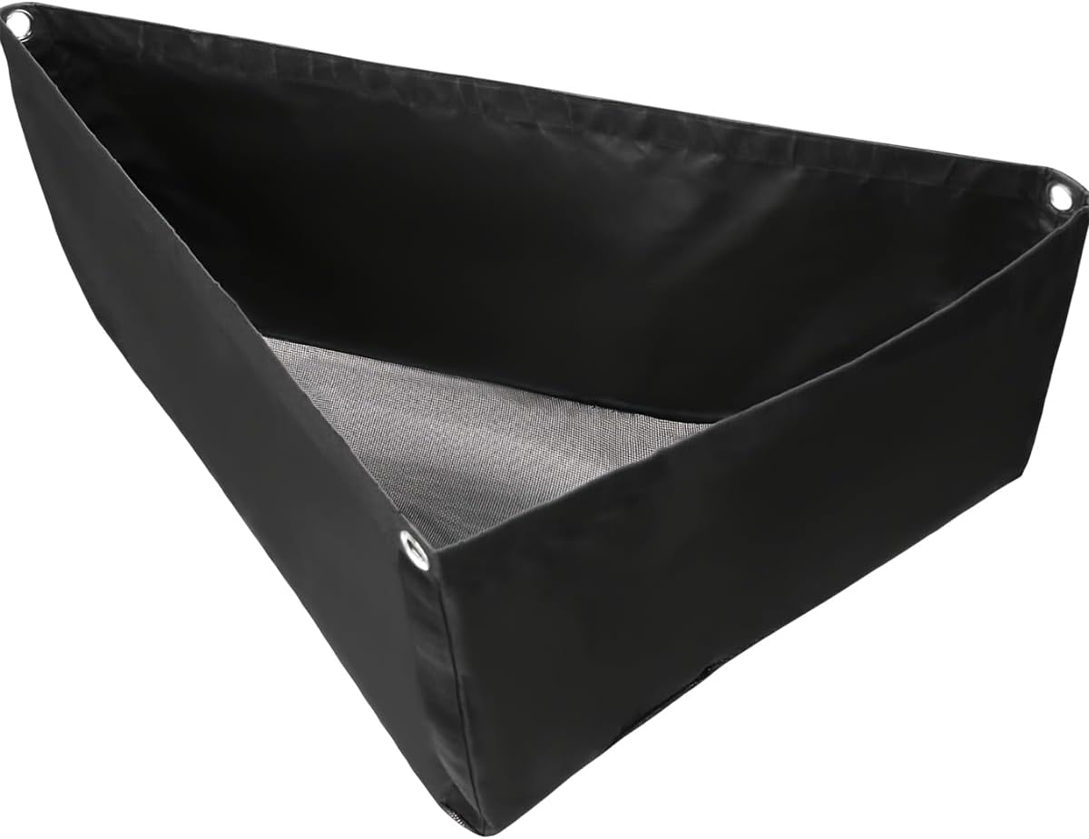 AIMALL Horse Hay Feeder Bag Large Triangle Feeding Bag with Nylon Mesh Oxford Cloth for Stable and Equestrian Use Black 33.46X25.59X21.65In Adjustable Strap image number 2