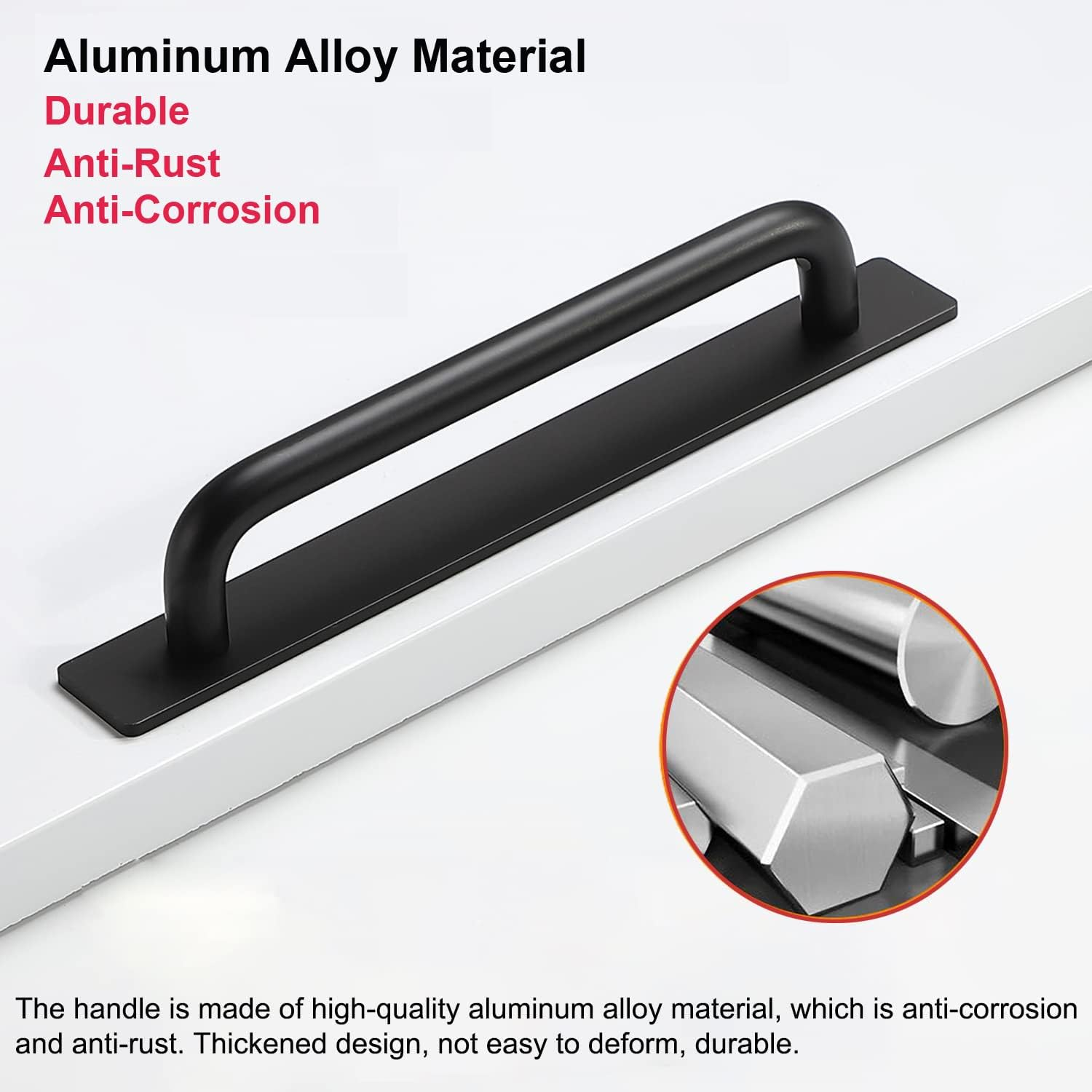 Self-Stick Instant Cabinet Drawer Handles Door Adhesive Handles,2Pcs Aluminum Kitchen Cabinet Drawer Pull Handle with Adhesive Sticker,Perfect for Any Furniture Handle DIY (Black, Small (5.83")) image number 1