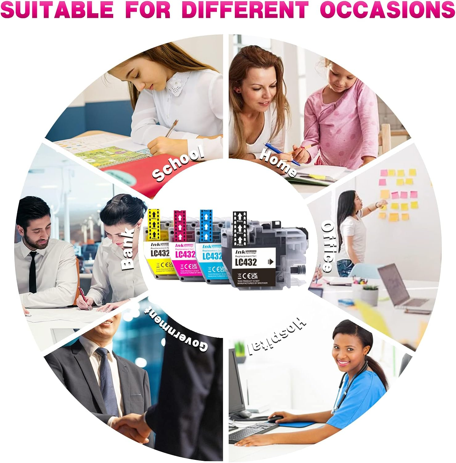 Greenark Compatible Ink Cartridges Replacement for Brother LC432 Ink Cartridges High Yield Work for Brother MFC-J5340DW J5740DW J6540DW J6740DW J6940DW Printers. (Black Cyan Magenta Yellow).-4Pack