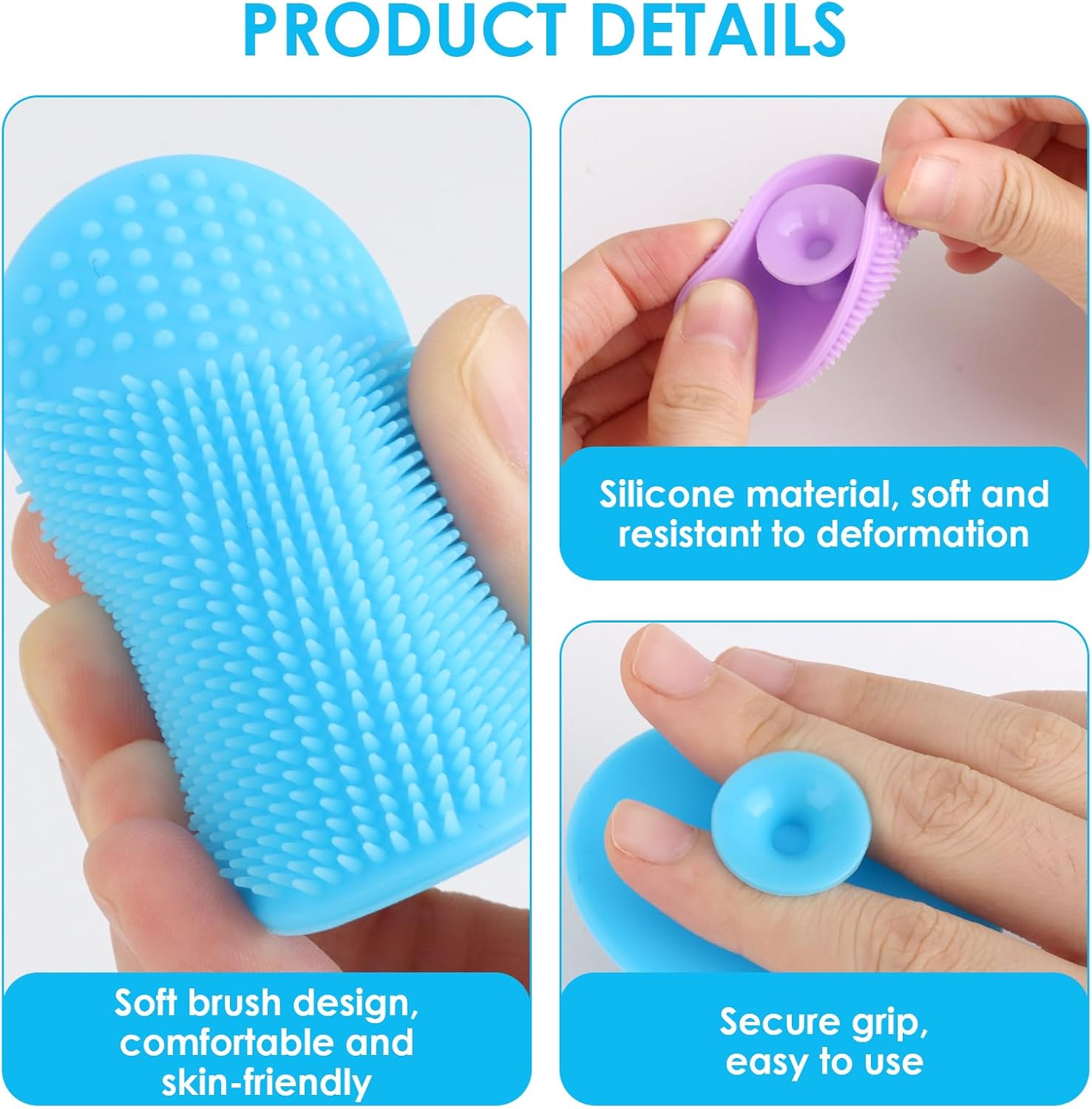 Ozessence 4 Pcs Silicone Face Scrubber, Soft & Gentle Pore Cleansing Brush for Blackhead Removal and Deep Pore Cleaning, Portable Cradle Cap Brush Travel or Fast-Paced Life for Men & Women
