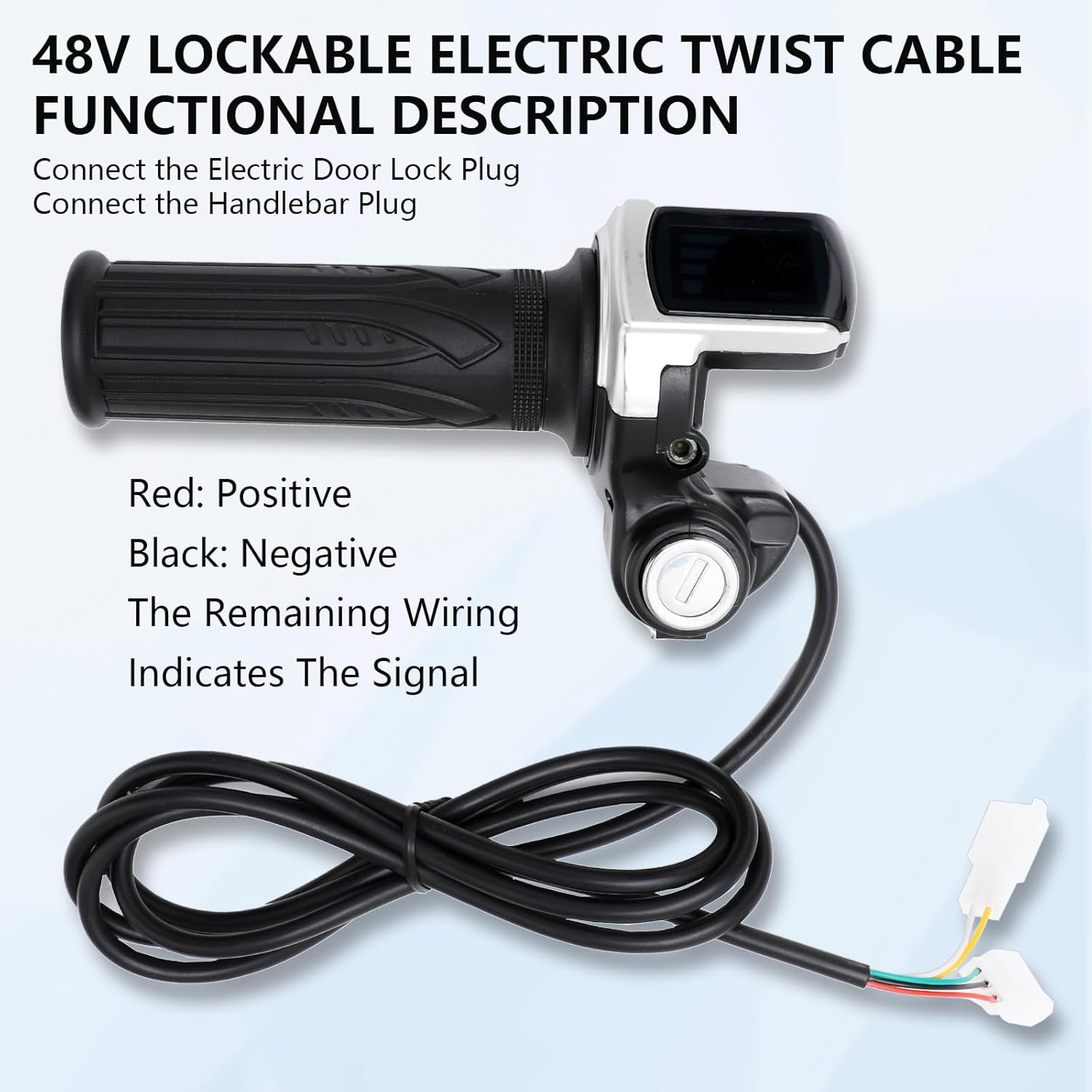 Electric Bike Throttle, 48V Half-Twist Throttle Grip Lock Key Set LED Display Ebike Throttle for Ebike Motorcycle Scooter image number 4