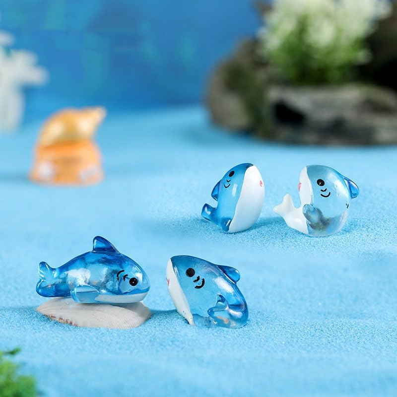 20Pcs Luminous Cute Shark Ornaments Aquarium Micro Landscape Naughty Shark Fish Tank Glow in Dark Resin Crafts Micro Landscape Accessories Mixed Color image number 4