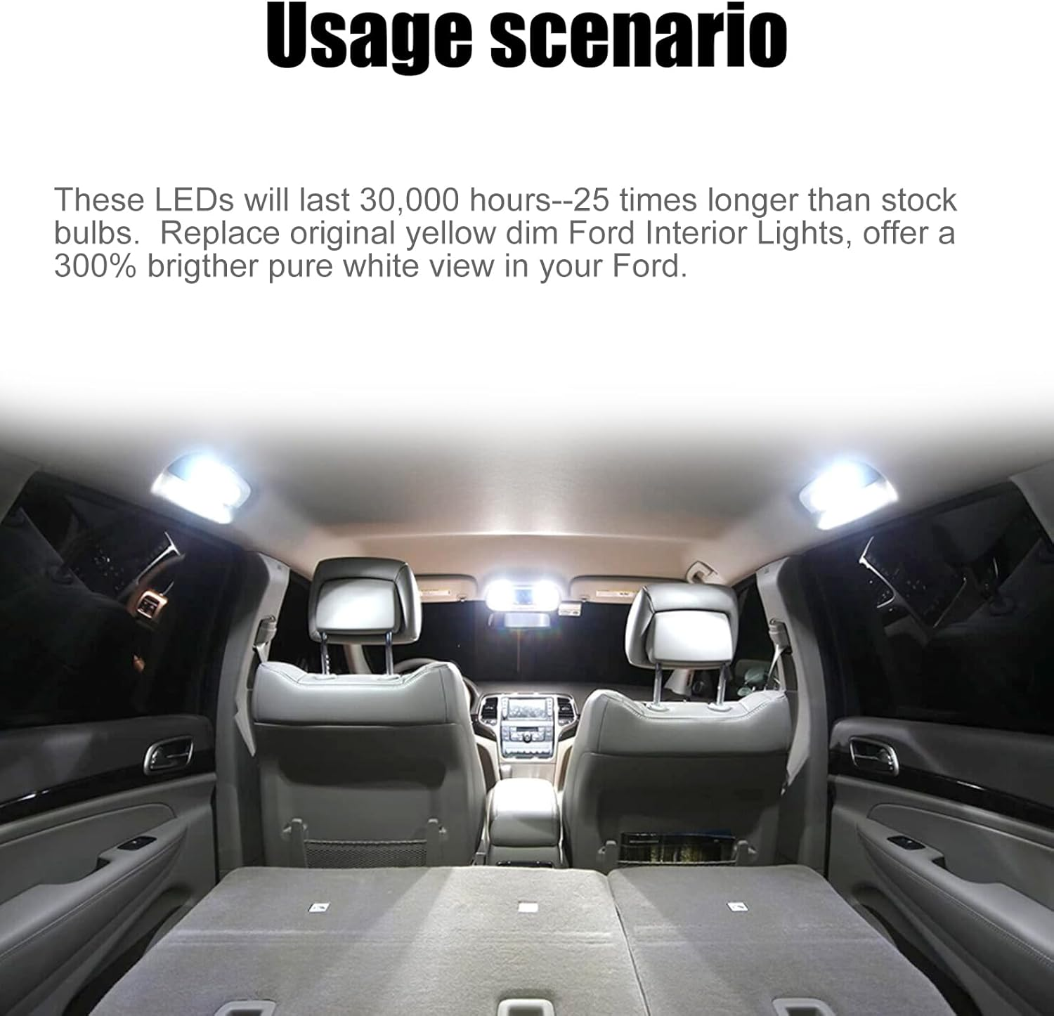 14 Pcs F250 F350 White Interior LED Lights Replacement Bulbs for 1999-2016 Ford F-250 F-350 Super Duty 6000K Interior LED Lighting Package, Map Lights+Dome Lights+Cargo Lights+License Plate Lights image number 5