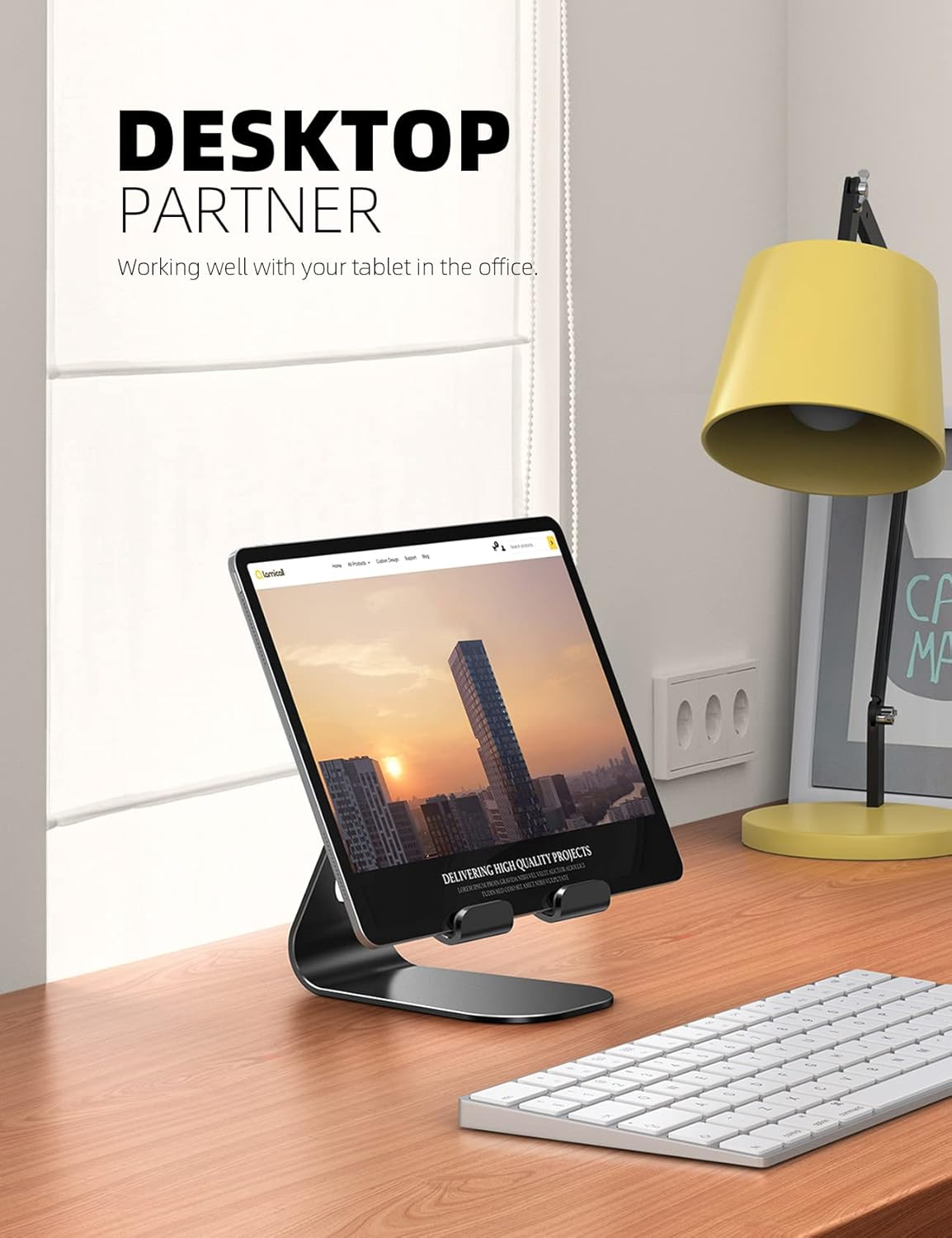 Tablet Stand Adjustable, Lamicall Tablet Stand : Desktop Stand Holder Dock Compatible with New Ipad 2017 Pro 9.7, 10.5, Air Mini 2 3 4, Kindle, Phone, Accessories, Tab, E-Reader (4-13 Inch) - Black - Grey image number 2