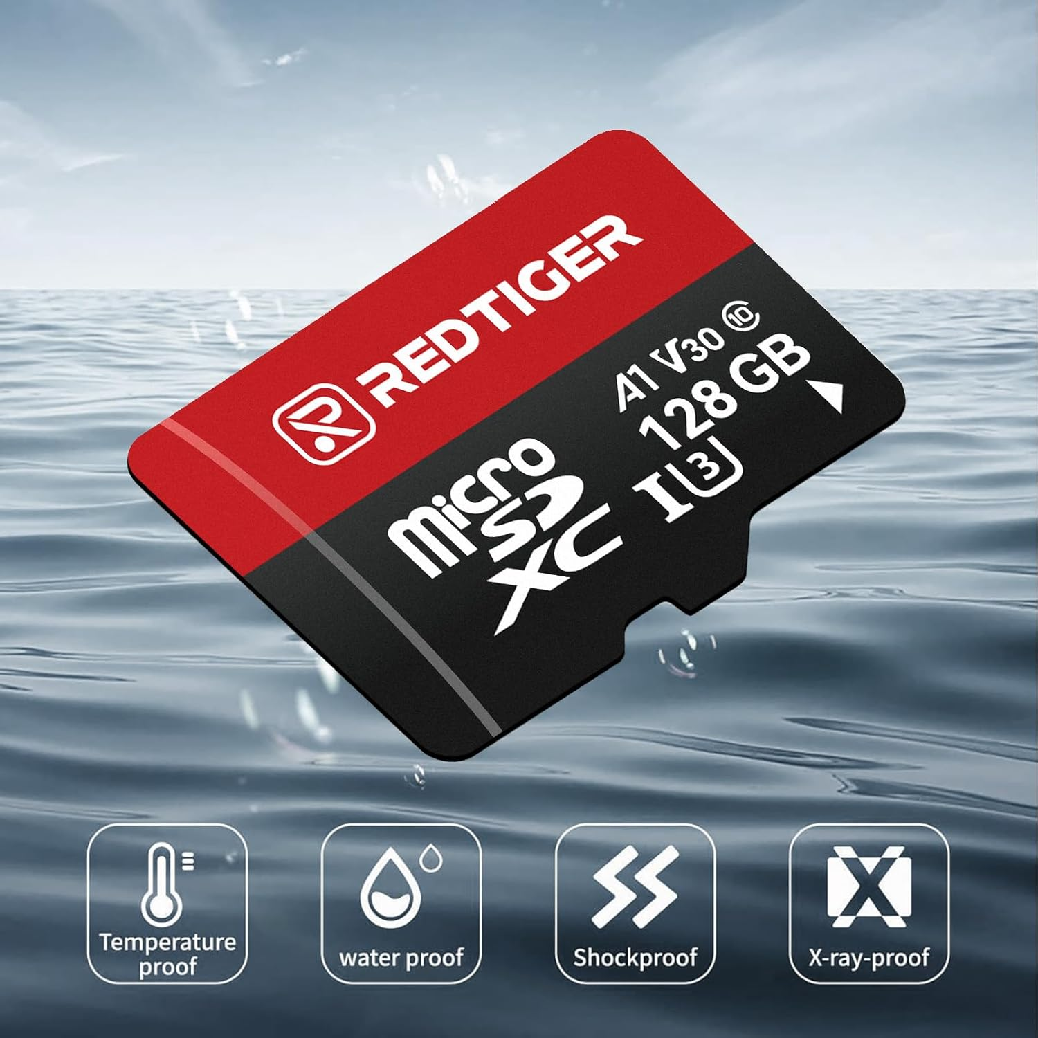 REDTIGER High Speed 128GB Micro SD Card with Adapter, Microsdxc UHS-I Class 10, U3, V30 A1, Support for Dash Cam and 4K Video Recording, Compatible Only with F7NP & F7N Touch image number 1