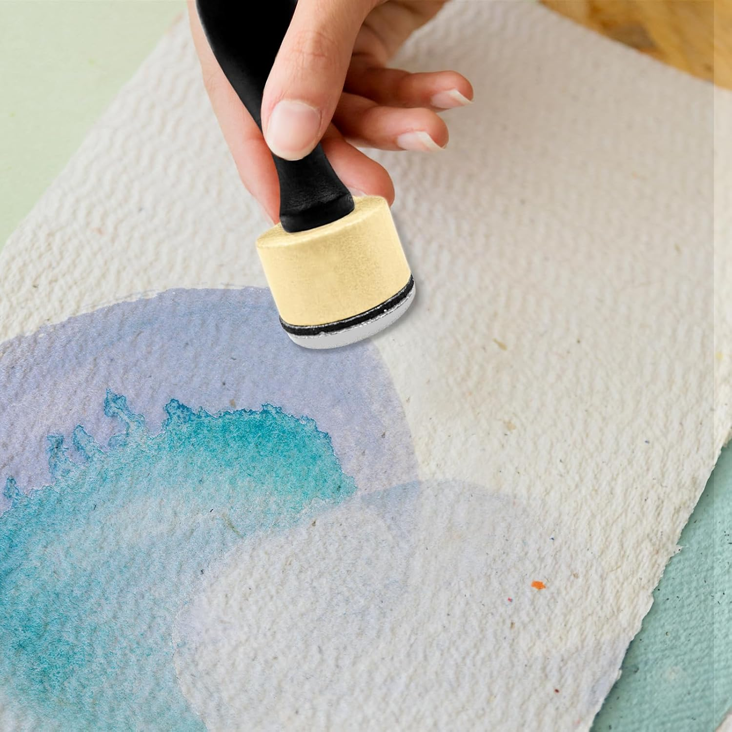 WELANE Ink Mixing Stamp Tool, 1 PCS Ink Mini Applicator Tools with 10 PCS Replacement Sponges for Distressing, Drawing, Blending image number 6